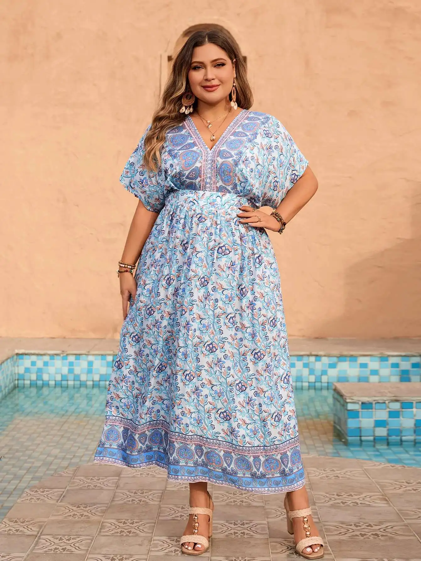 Loose Plus Size Dress, New Printed Short Sleeved V-neck Long Dress Casuales Satin 2025 Summer Dress Robe Vestido Women Party 1
Loose Plus Size Dress, New Printed Short Sleeved V-neck Long Dress Casuales Satin 2025 Summer Dress Robe Vestido Women Party 1