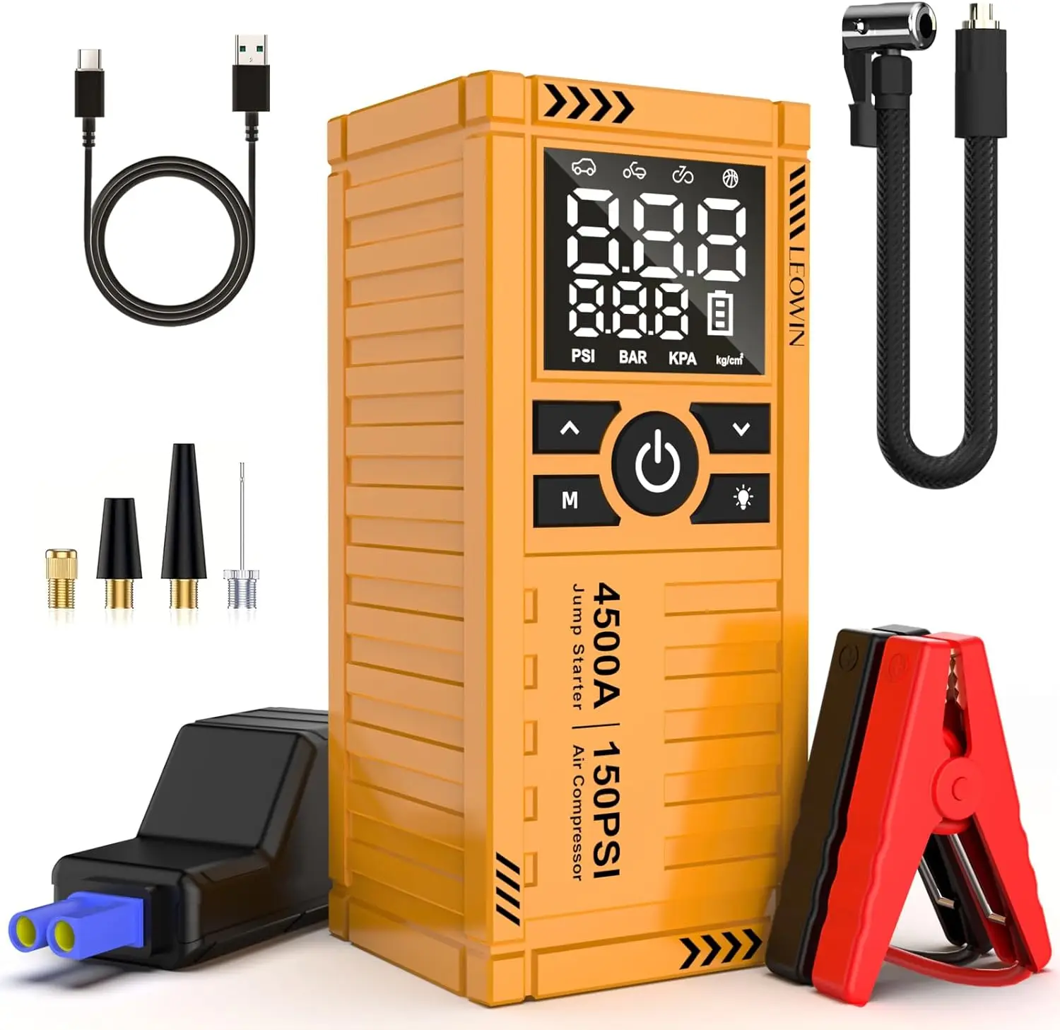 Портативный стартер с воздушным компрессором, усилитель батареи 12 В, ЖК-дисплей, светодиодная подсветка, умные кабели, накачиватель шин (9,0 газа/6,5)
Портативный стартер с воздушным компрессором, усилитель батареи 12 В, ЖК-дисплей, светодиодная подсветка, умные кабели, накачиватель шин (9,0 газа/6,5)