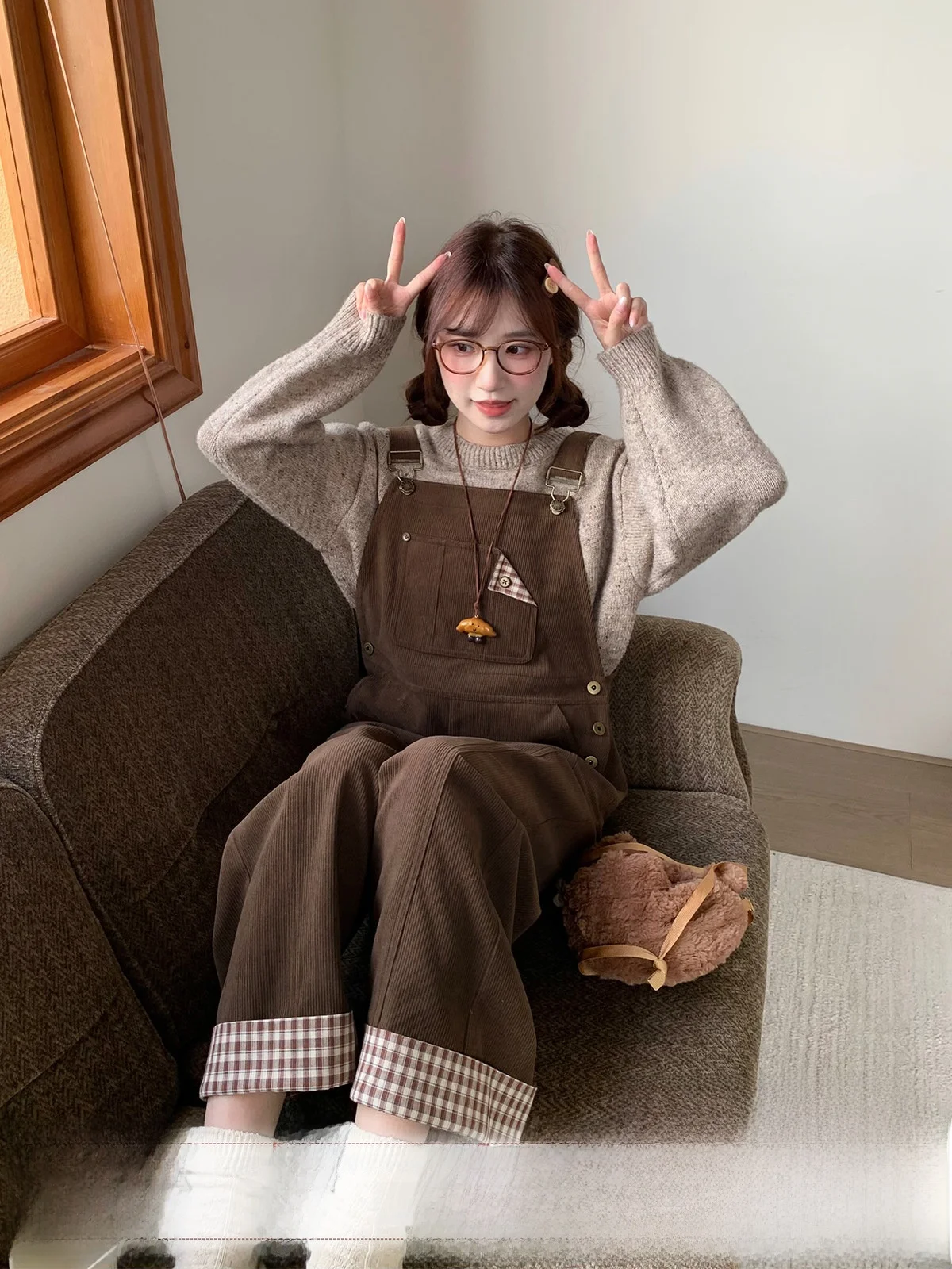 Wooden Tea MUCHA Women's Cute Sweet Sle Commute Loose Plaid Patchwork Coffee Color Overalls High Waist Long Pants Cotton
Wooden Tea MUCHA Women's Cute Sweet Sle Commute Loose Plaid Patchwork Coffee Color Overalls High Waist Long Pants Cotton