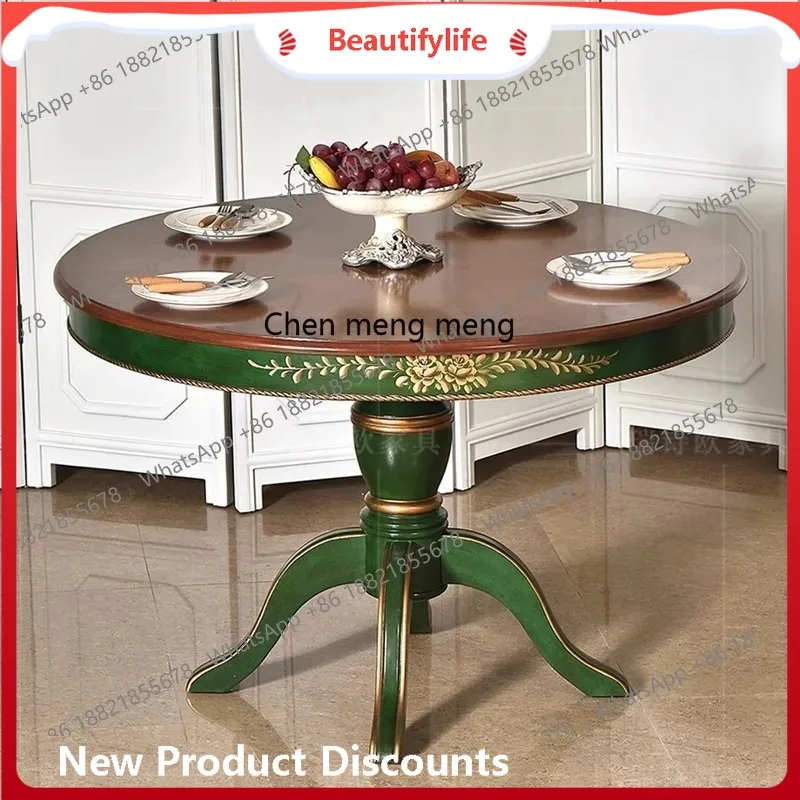American furniture hand-painted round dining table, solid wood retro dining table H
American furniture hand-painted round dining table, solid wood retro dining table H