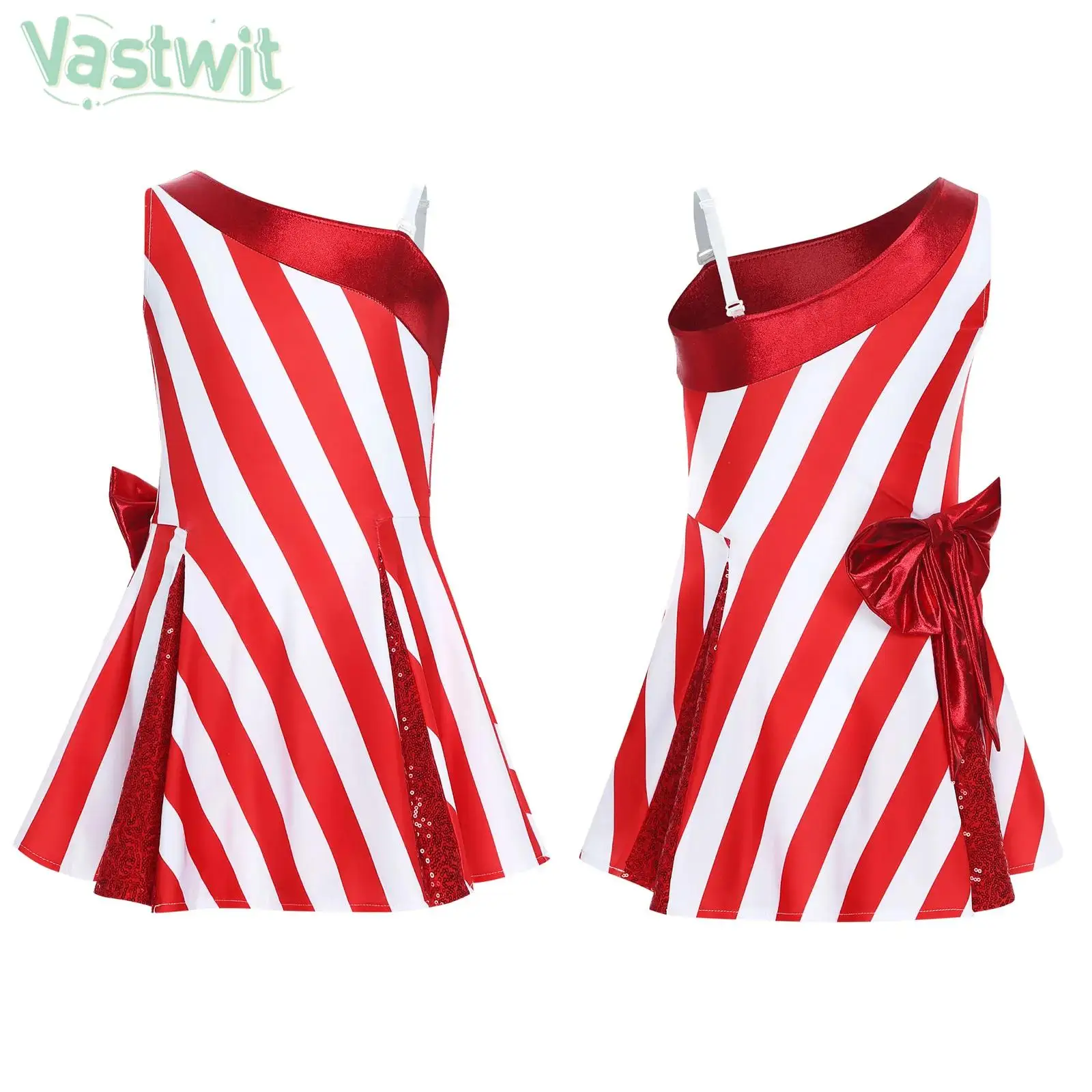 Children Girls Christmas New Year Party Candy Cane Costume One Shoulder Metallic Bow Sequins Striped Dress Xmas Cosplay Costume
Children Girls Christmas New Year Party Candy Cane Costume One Shoulder Metallic Bow Sequins Striped Dress Xmas Cosplay Costume