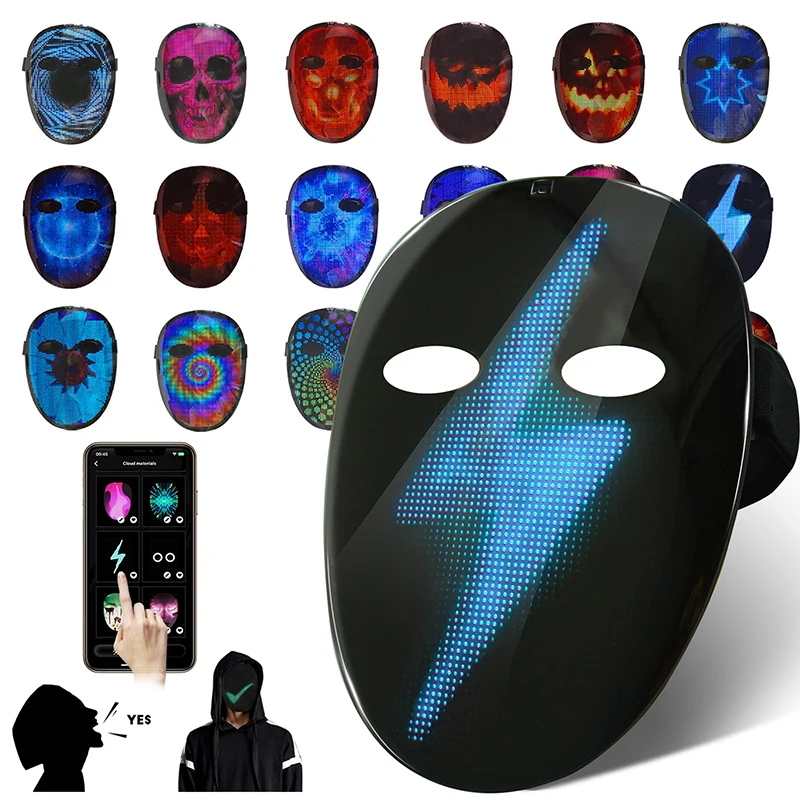 HD Luminous LED Mask with Voice Recognition Gesture Sensing Support Video Animation Programmable App Light up Mask
HD Luminous LED Mask with Voice Recognition Gesture Sensing Support Video Animation Programmable App Light up Mask