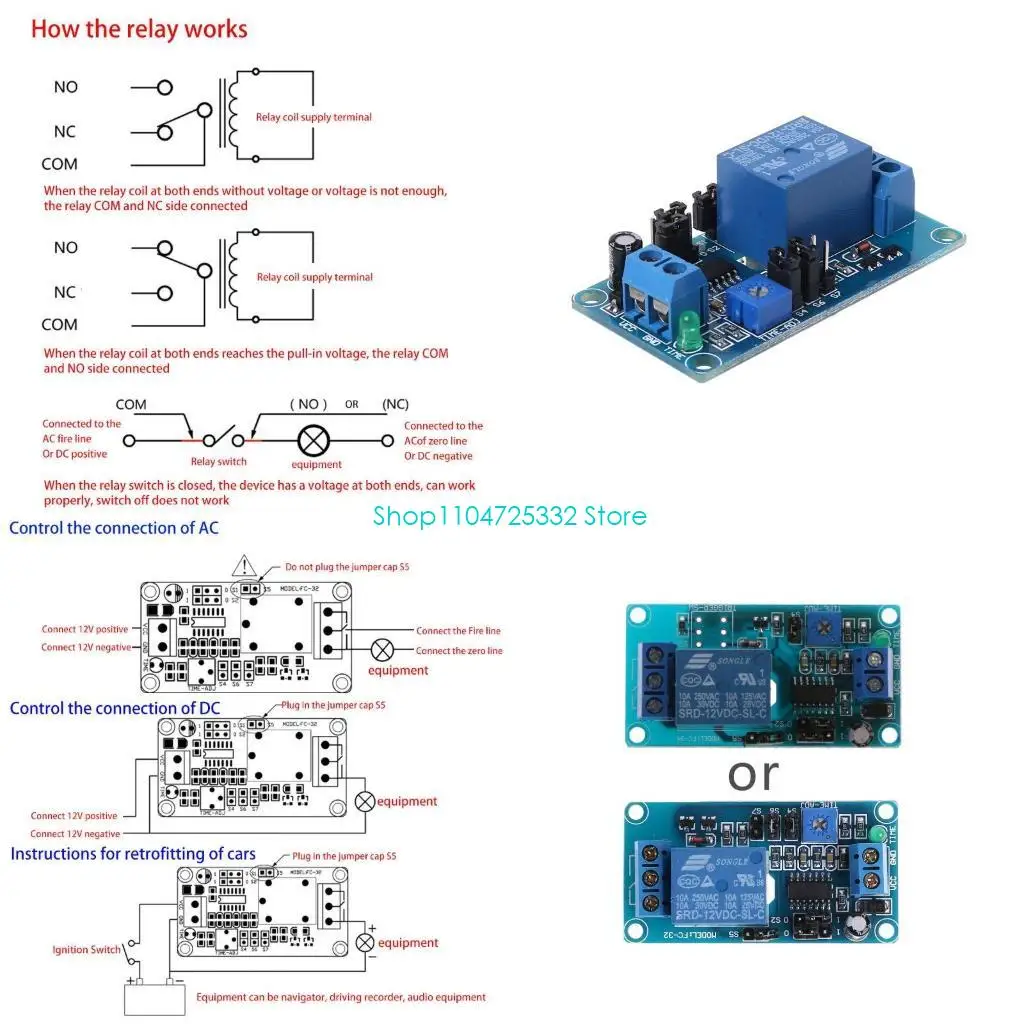 P5EA 12V for DC Delay Delay Relay Turn on / Delay Turn off Switch Module with Timer
P5EA 12V for DC Delay Delay Relay Turn on / Delay Turn off Switch Module with Timer