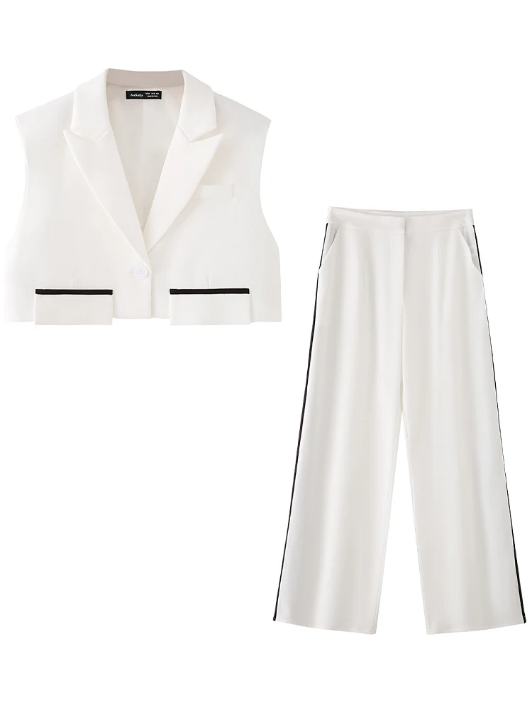European style new women's fashion temperament black and white vest high waist slim trousers suit
European style new women's fashion temperament black and white vest high waist slim trousers suit