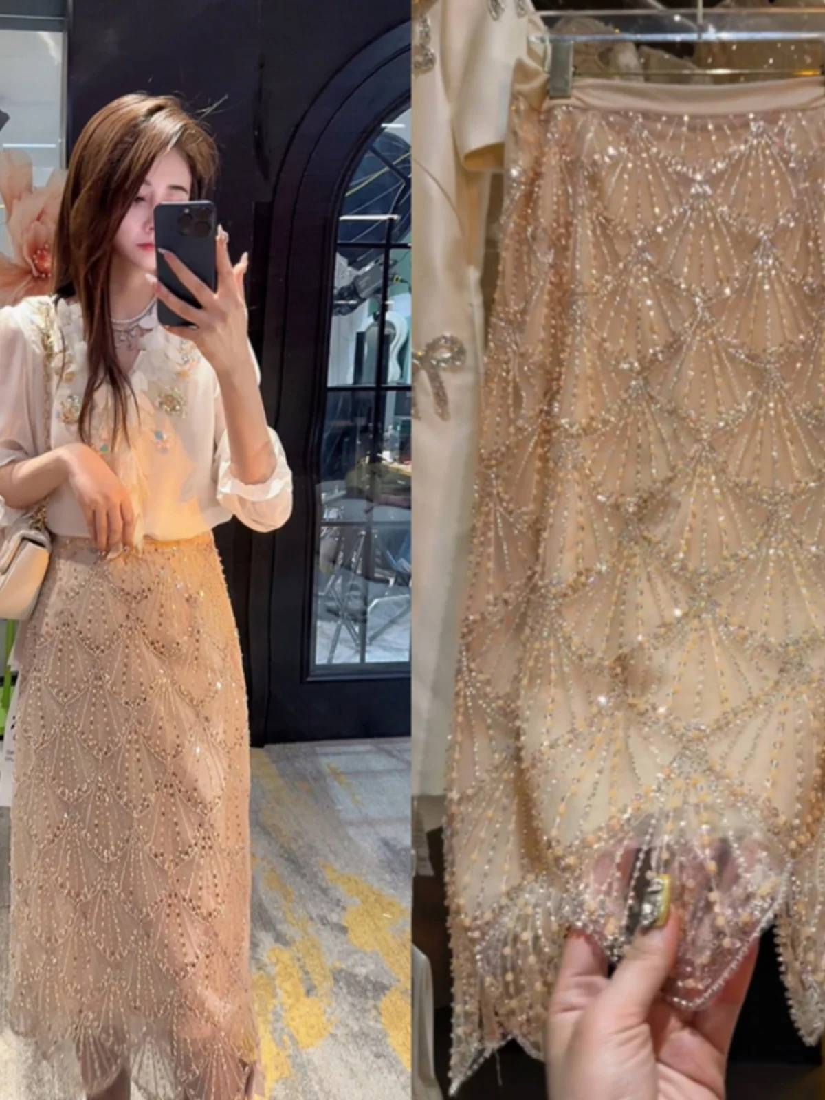 Gold Phoenix Dew Spring Autumn New Style Heavy Bead Sequin Sparkling Wave Half Skirt Chinese Style High Waist Midi Skirt...
Gold Phoenix Dew Spring Autumn New Style Heavy Bead Sequin Sparkling Wave Half Skirt Chinese Style High Waist Midi Skirt...
