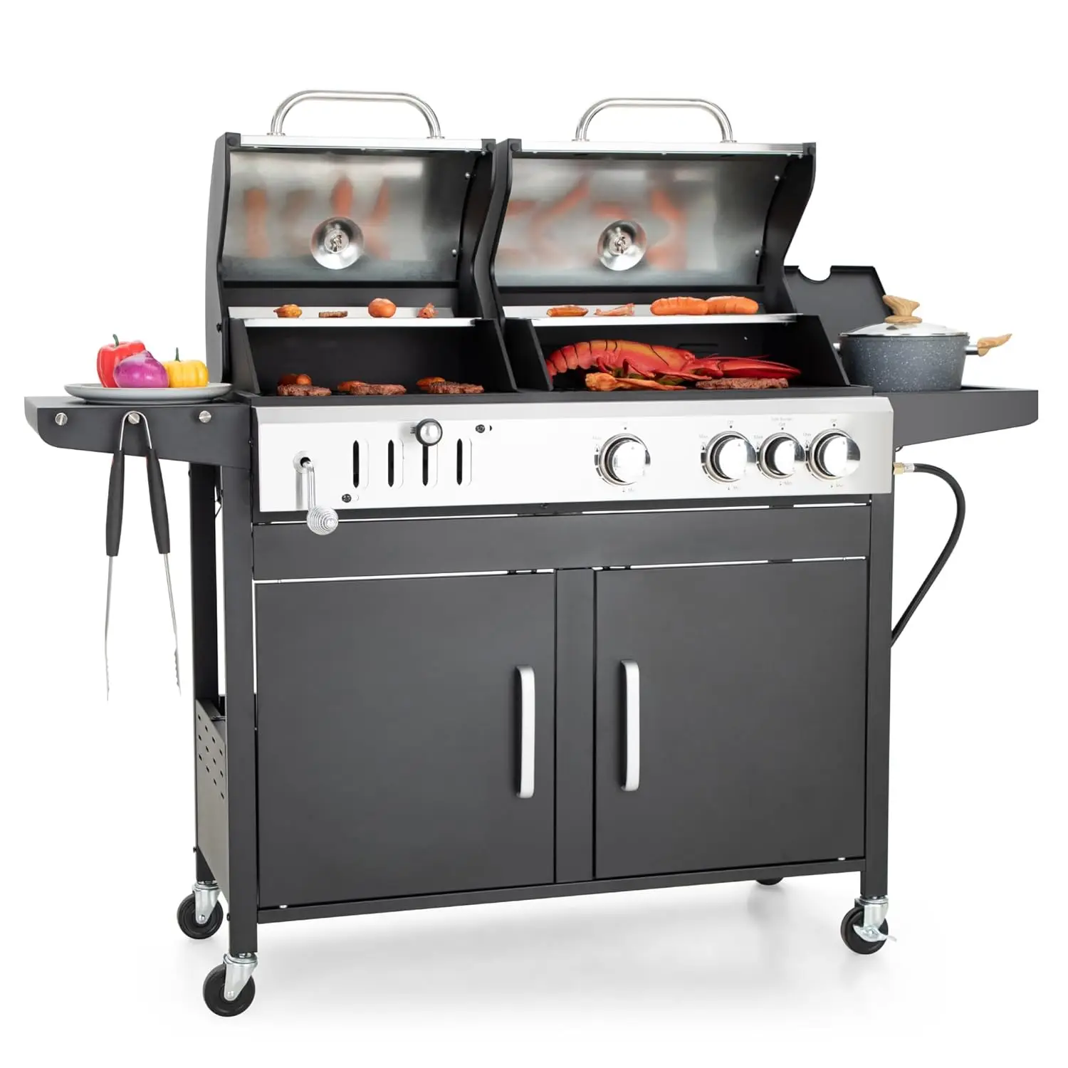 Dual Fuel Propane Charcoal Combo Grill with Side Burner Porcelain Cast Iron Grate Outdoor Backyard BBQ 690sqin Custom
Dual Fuel Propane Charcoal Combo Grill with Side Burner Porcelain Cast Iron Grate Outdoor Backyard BBQ 690sqin Custom