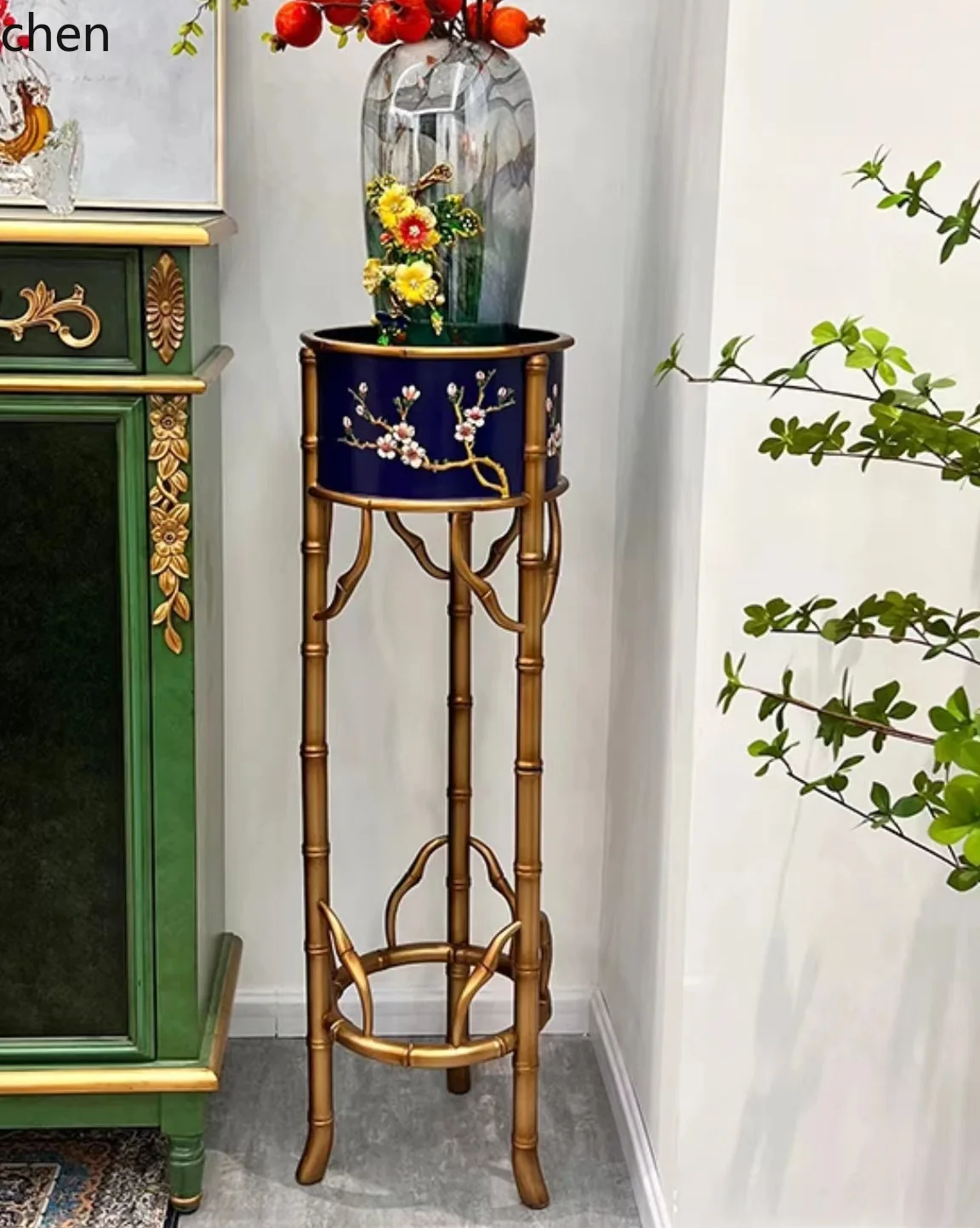 PYH Vintage Simple Light Luxury Solid Wood Gold-Plated Tall Long-Legged Flower Pot Stand Storage Rack Floor Stand
PYH Vintage Simple Light Luxury Solid Wood Gold-Plated Tall Long-Legged Flower Pot Stand Storage Rack Floor Stand