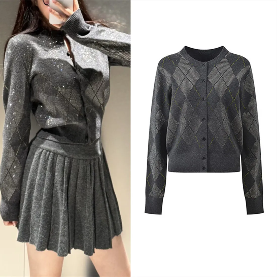 Роскошный европейский свитер Sle iny Heavy Diamond College Sle с ромбами, женский круглый вязаный открытый кардиган Ne Long Sve
Роскошный европейский свитер Sle iny Heavy Diamond College Sle с ромбами, женский круглый вязаный открытый кардиган Ne Long Sve