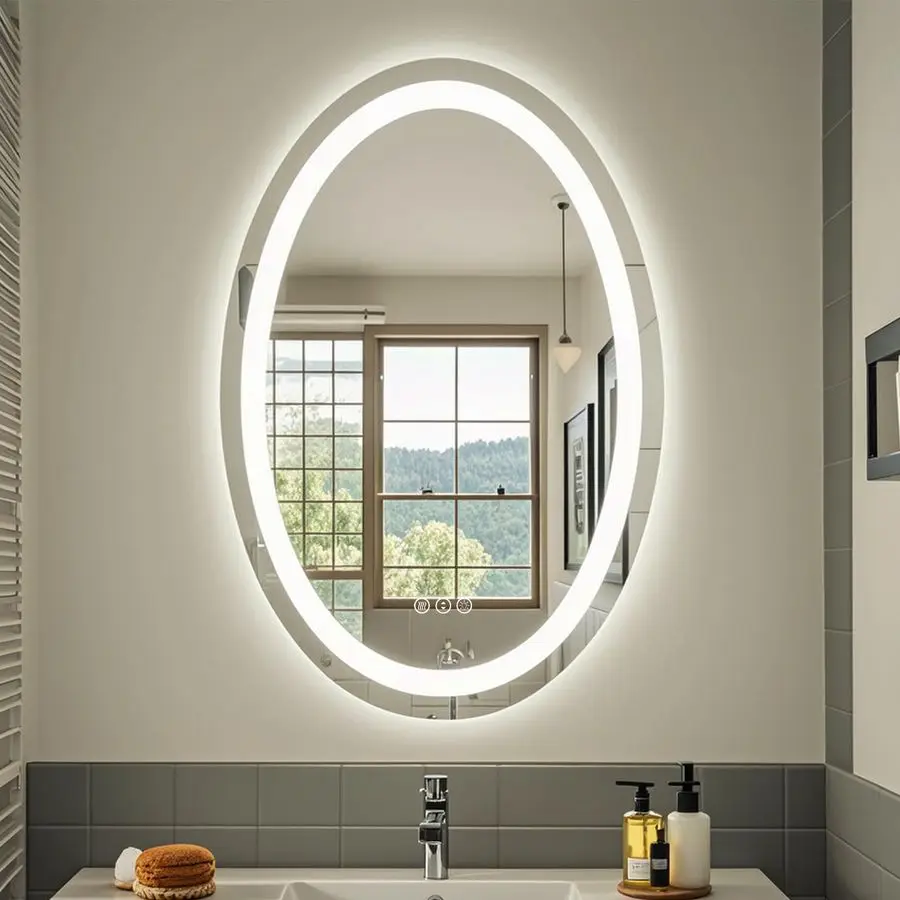 Oval LED Bathroom Mirror 20x 28, Lighted Vanity Mirror for Wall, AntiFog, ShatterProof, Dimmable, Memory, 3 Colors Front Lights
Oval LED Bathroom Mirror 20x 28, Lighted Vanity Mirror for Wall, AntiFog, ShatterProof, Dimmable, Memory, 3 Colors Front Lights