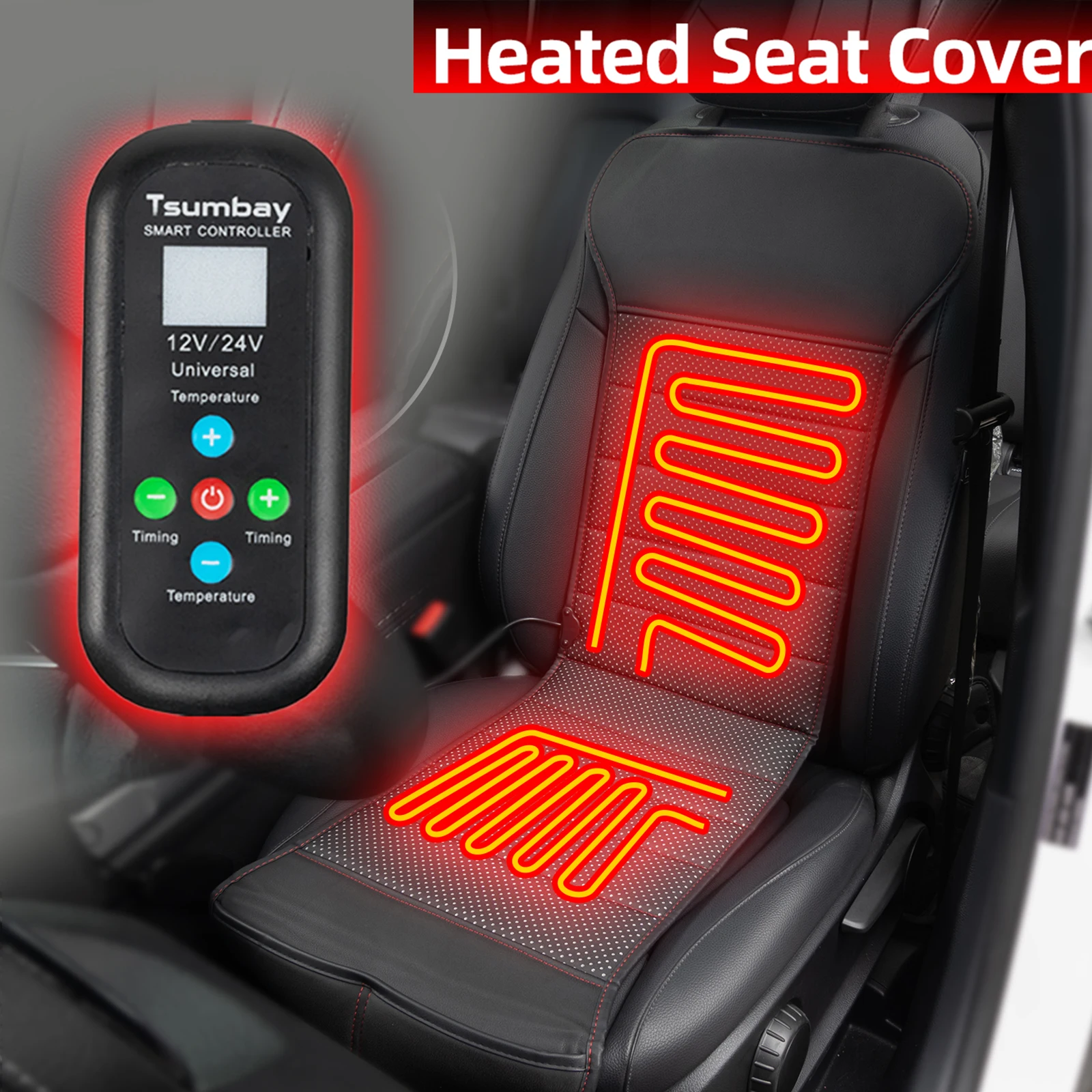 W/ Smart Remote Car Heated Seat Cover Cushion Warmer 12V 24V 30W PU Leather Heating Warming Winter Pad Protector Cover Styling
W/ Smart Remote Car Heated Seat Cover Cushion Warmer 12V 24V 30W PU Leather Heating Warming Winter Pad Protector Cover Styling