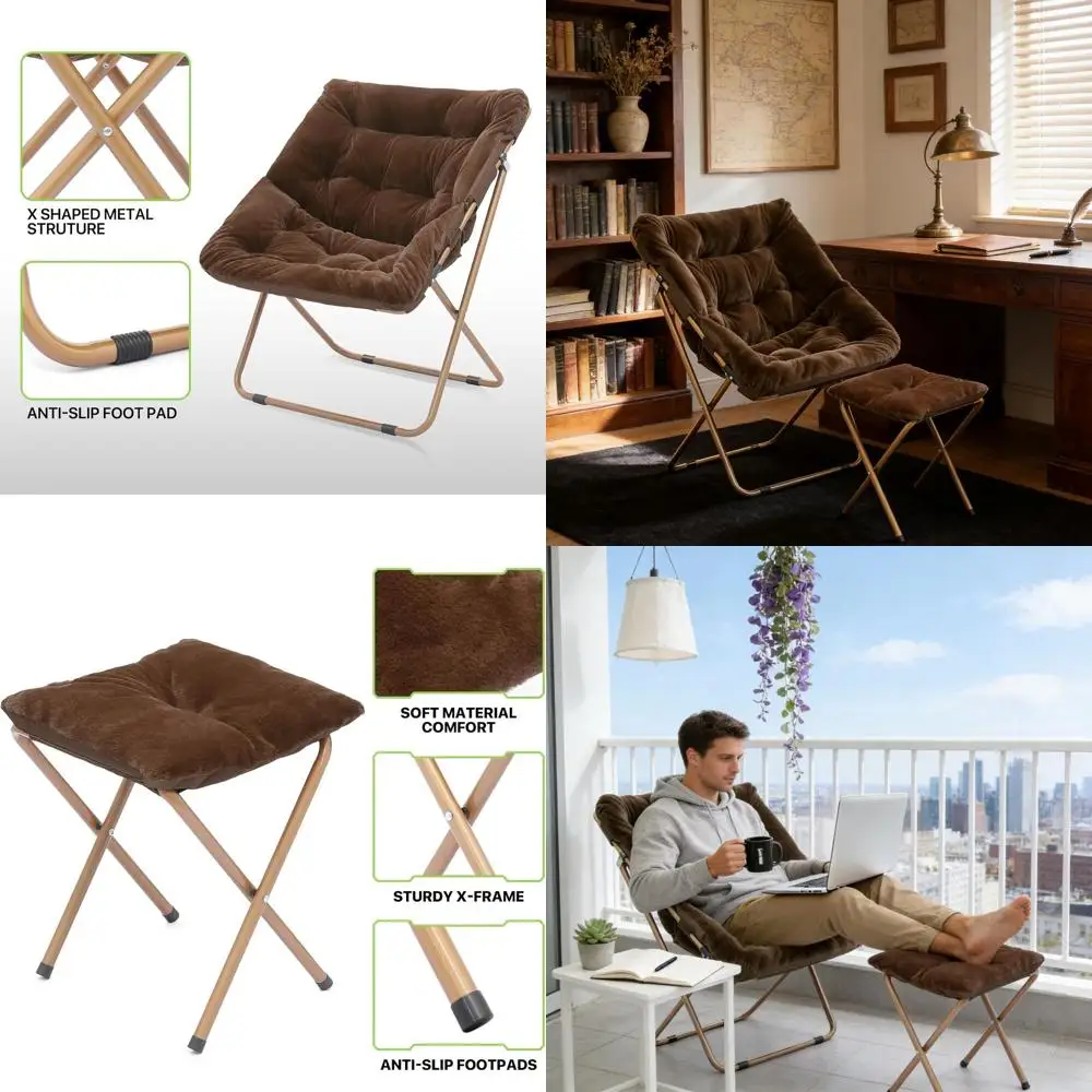Compact Folding Reading Chair with Ottoman for Relaxation, Modern Living Room/Bedroom Furniture (Brown)
Compact Folding Reading Chair with Ottoman for Relaxation, Modern Living Room/Bedroom Furniture (Brown)