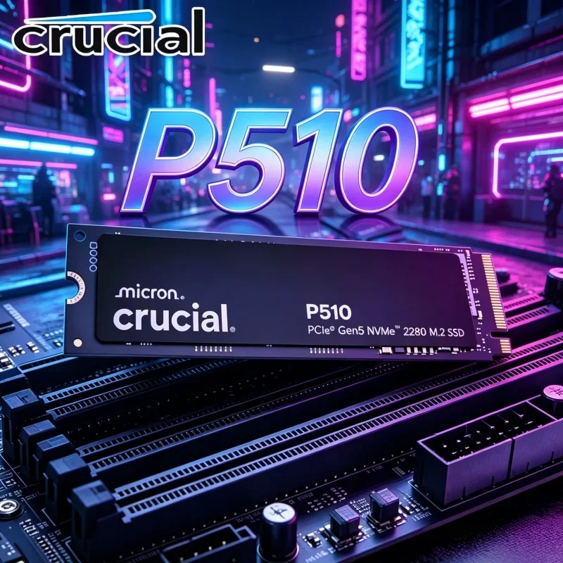 Crucial 1TB/2TB P510 PCIe Gen5 NVMe M.2 2280 SSD 3D NAND Ultra Fast Internal Gaming Drive for Desktop & Notebook
Crucial 1TB/2TB P510 PCIe Gen5 NVMe M.2 2280 SSD 3D NAND Ultra Fast Internal Gaming Drive for Desktop & Notebook