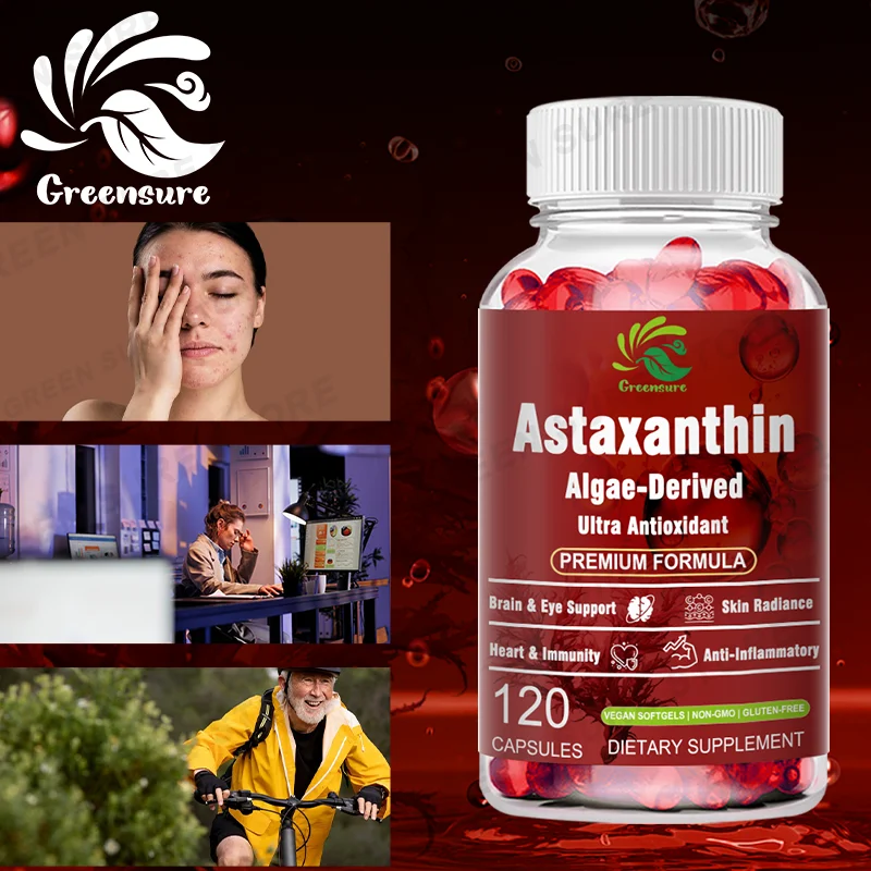 Greensure Astaxanthin Capsules 12mg - Protect Brain Cognition and Accelerates Metabolism - Protect Eye, Joint & Skin Health
Greensure Astaxanthin Capsules 12mg - Protect Brain Cognition and Accelerates Metabolism - Protect Eye, Joint & Skin Health