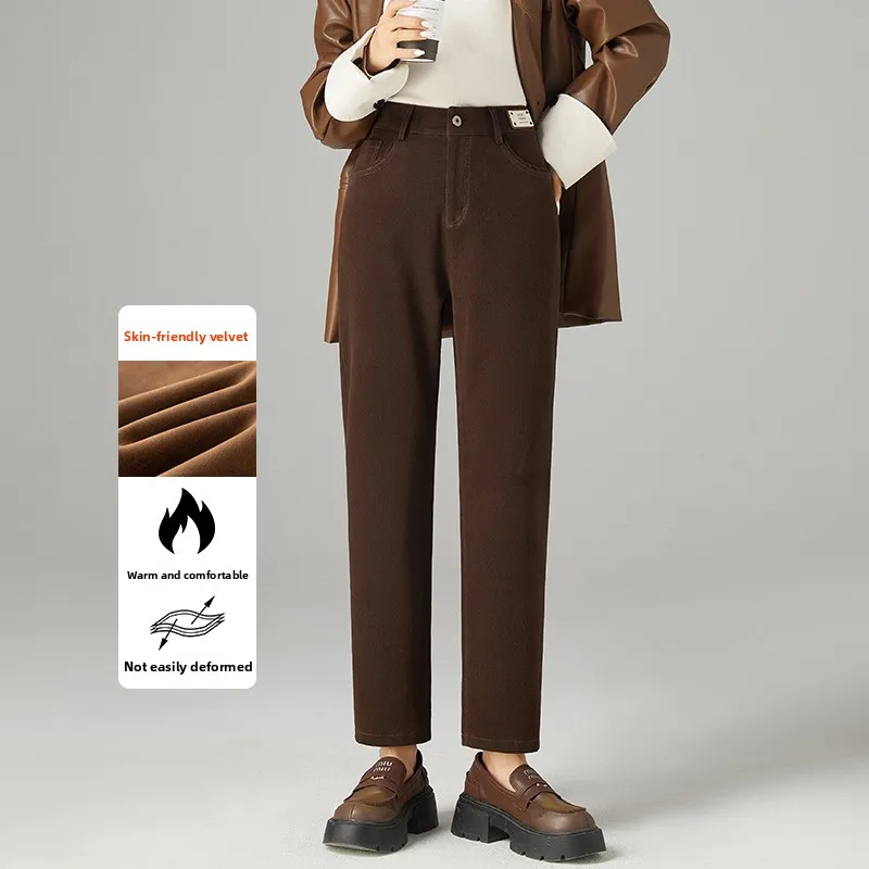 Женские джинсы Ce Brown Fce с высокой талией, утепленные, свободного кроя, в стиле Dad Harlan, осенне-зимние, новые, повседневные, длинные брюки для похудения
Женские джинсы Ce Brown Fce с высокой талией, утепленные, свободного кроя, в стиле Dad Harlan, осенне-зимние, новые, повседневные, длинные брюки для похудения