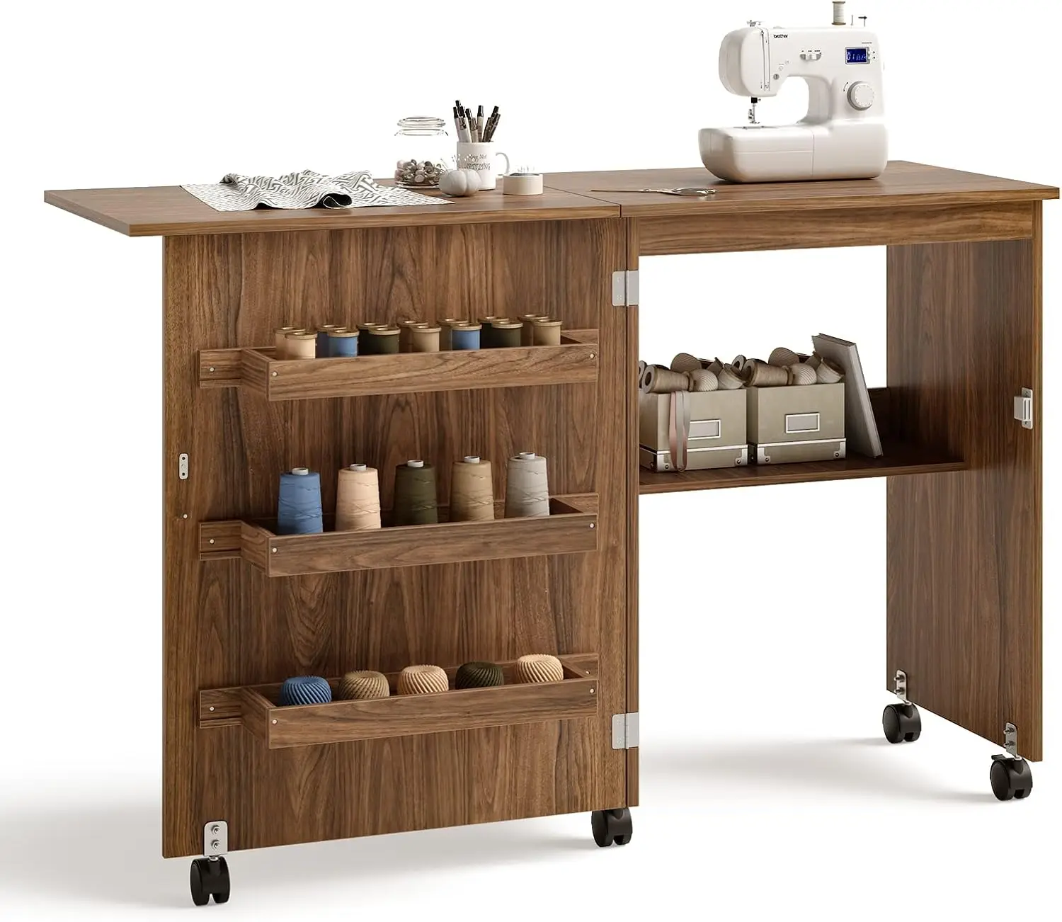 Folding Sewing Craft Table, Sewing Cabinet With 3 Storage Bins And Shelf, Rolling Craft Station Sewing Machine Work Desk With
Folding Sewing Craft Table, Sewing Cabinet With 3 Storage Bins And Shelf, Rolling Craft Station Sewing Machine Work Desk With