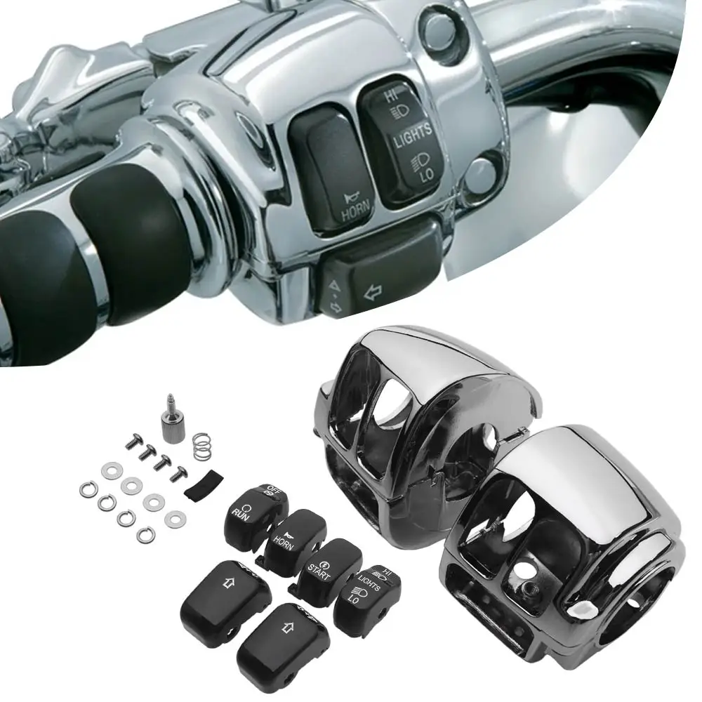 Chrome Housing Black Caps Easy Install No Switches Or Wiring Required Fit For Harley-Davidson Sportster Dyna Softail 2012-2020
Chrome Housing Black Caps Easy Install No Switches Or Wiring Required Fit For Harley-Davidson Sportster Dyna Softail 2012-2020