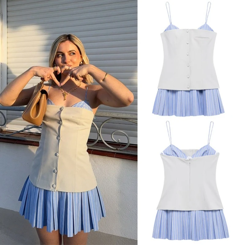 Women's 2025 New Dress Summer Chic Patchwork Sling Tube Top Slim Mini Elegant Holiday Women's Street Fashion Dress Ladies
Women's 2025 New Dress Summer Chic Patchwork Sling Tube Top Slim Mini Elegant Holiday Women's Street Fashion Dress Ladies