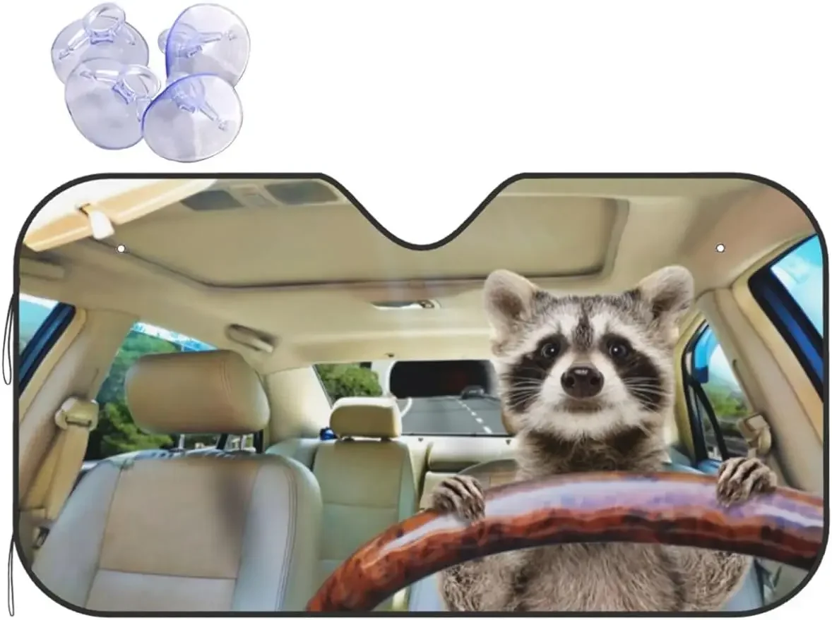Funny Raccoon Driving Car Windshield Sun Sha For Car SUV Truck Auto Front Window Sunsha Visor Shield Cover Keep Vehicle Cool
Funny Raccoon Driving Car Windshield Sun Sha For Car SUV Truck Auto Front Window Sunsha Visor Shield Cover Keep Vehicle Cool