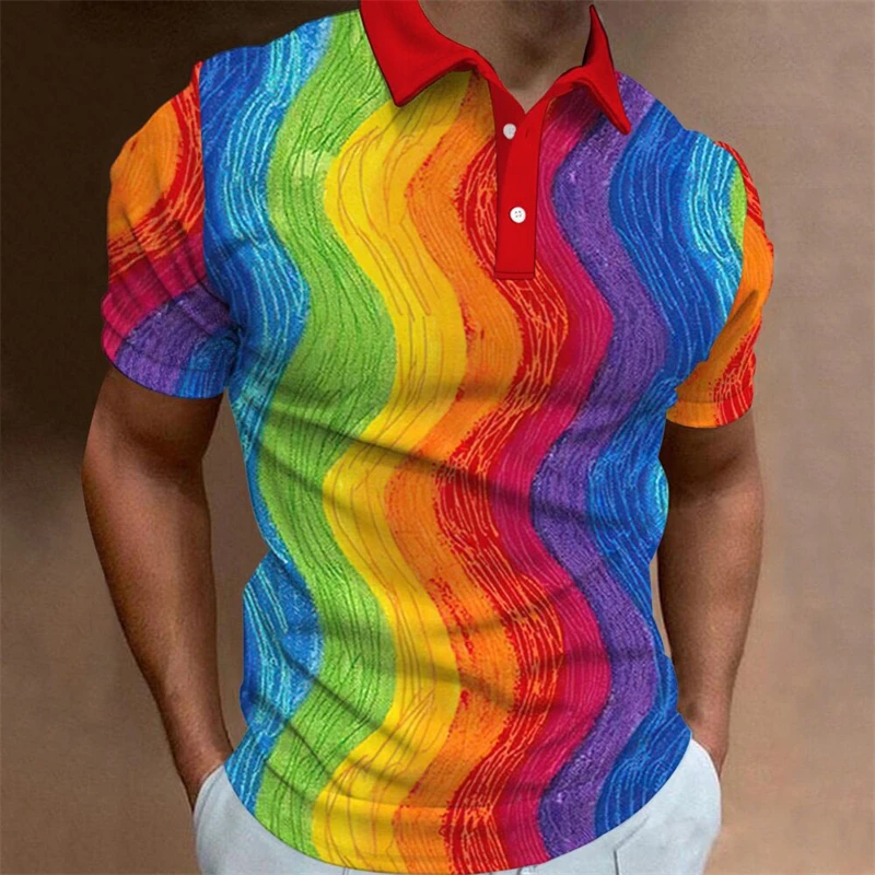 3D Color Graffiti Stripe Print Polo Shirt For Men Fashion Lapel Short Sleeve Shirts Oversized Casual Golf Blouse Buttons Tops
3D Color Graffiti Stripe Print Polo Shirt For Men Fashion Lapel Short Sleeve Shirts Oversized Casual Golf Blouse Buttons Tops