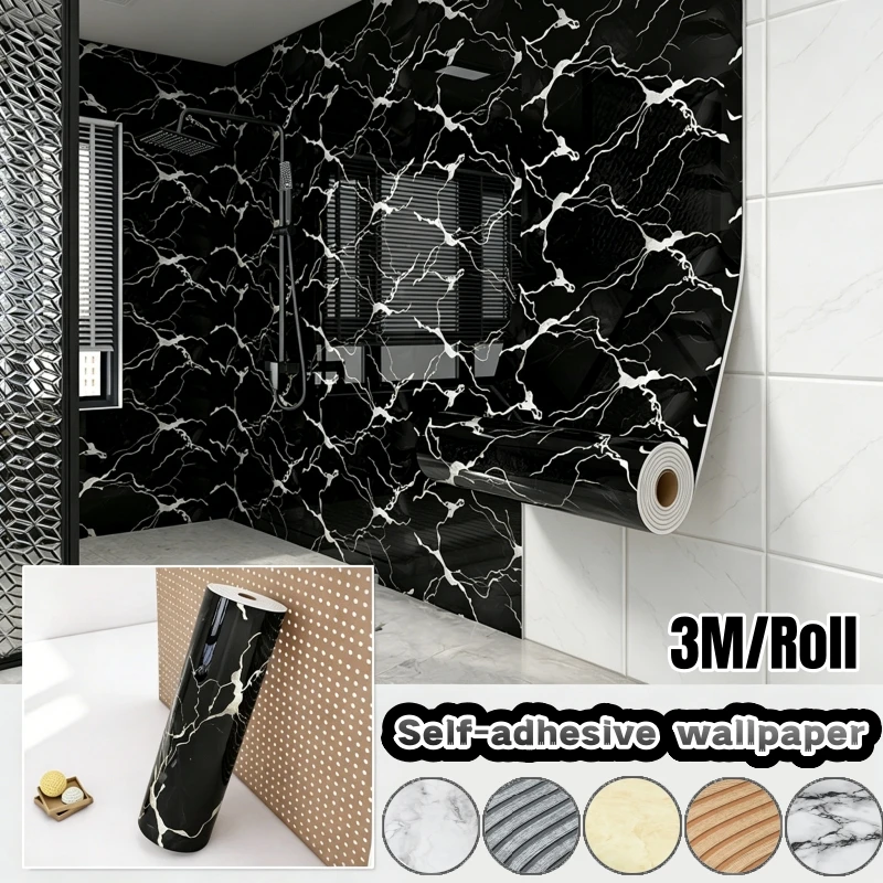 3M Kitchen Waterproof Glossy Faux Marble Peel and Stick Wallpaper PVC Wall Papers Home Decor Bedroom Wall Stickers Contact Paper
3M Kitchen Waterproof Glossy Faux Marble Peel and Stick Wallpaper PVC Wall Papers Home Decor Bedroom Wall Stickers Contact Paper