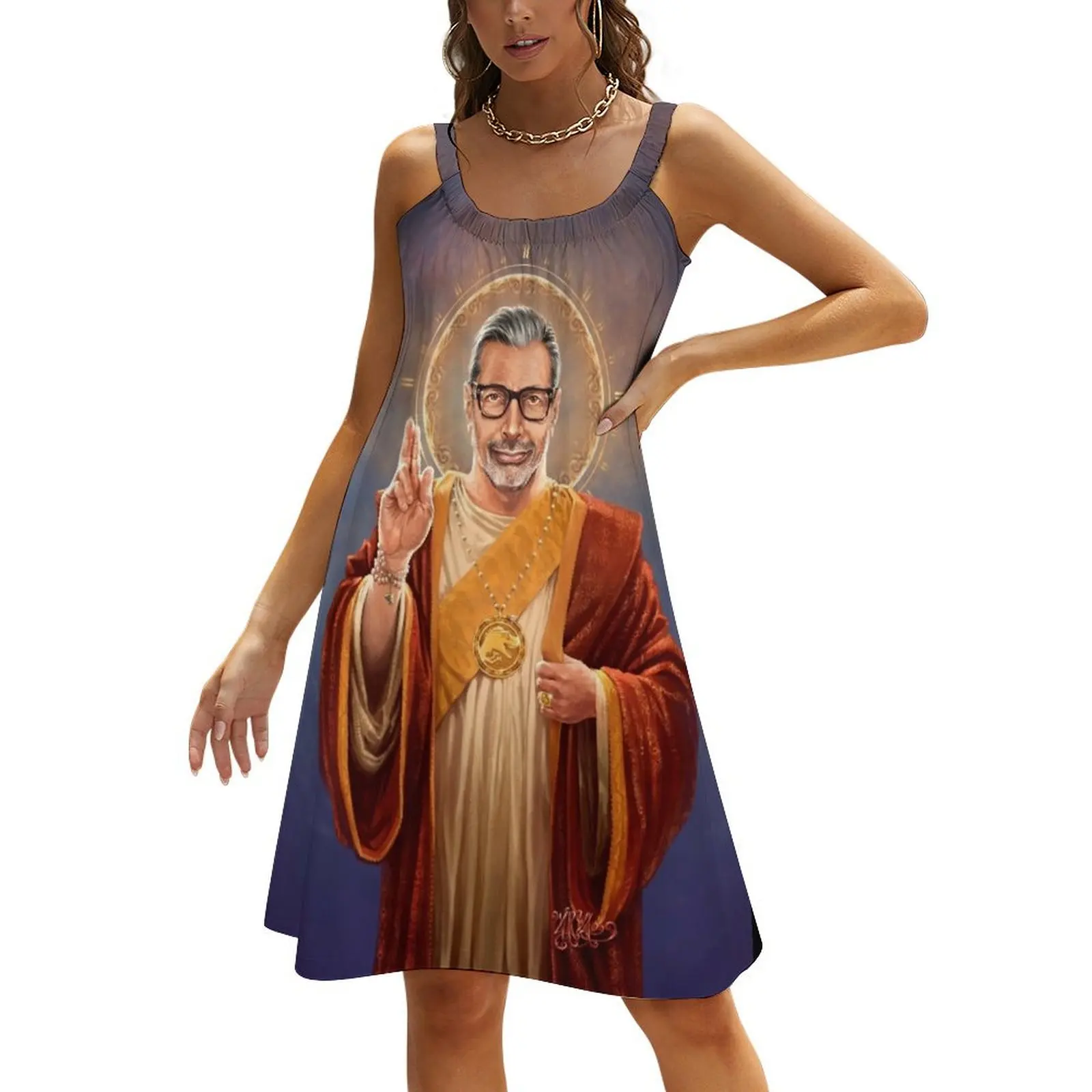 Saint Jeff of Goldblum, Jeff Goldblum Original Religious Painting Beach Sling Skirt dress for women summer bandage dress
Saint Jeff of Goldblum, Jeff Goldblum Original Religious Painting Beach Sling Skirt dress for women summer bandage dress