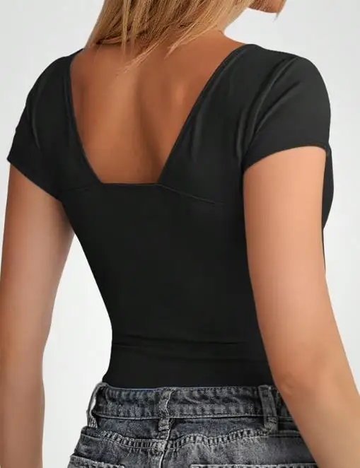 Y2K Spicy Girl Sexy Slim Fit Short Sleeve T-Shirt for Women's Wear New 2025 Summer Womens Skinny Black Deep V Top
Y2K Spicy Girl Sexy Slim Fit Short Sleeve T-Shirt for Women's Wear New 2025 Summer Womens Skinny Black Deep V Top