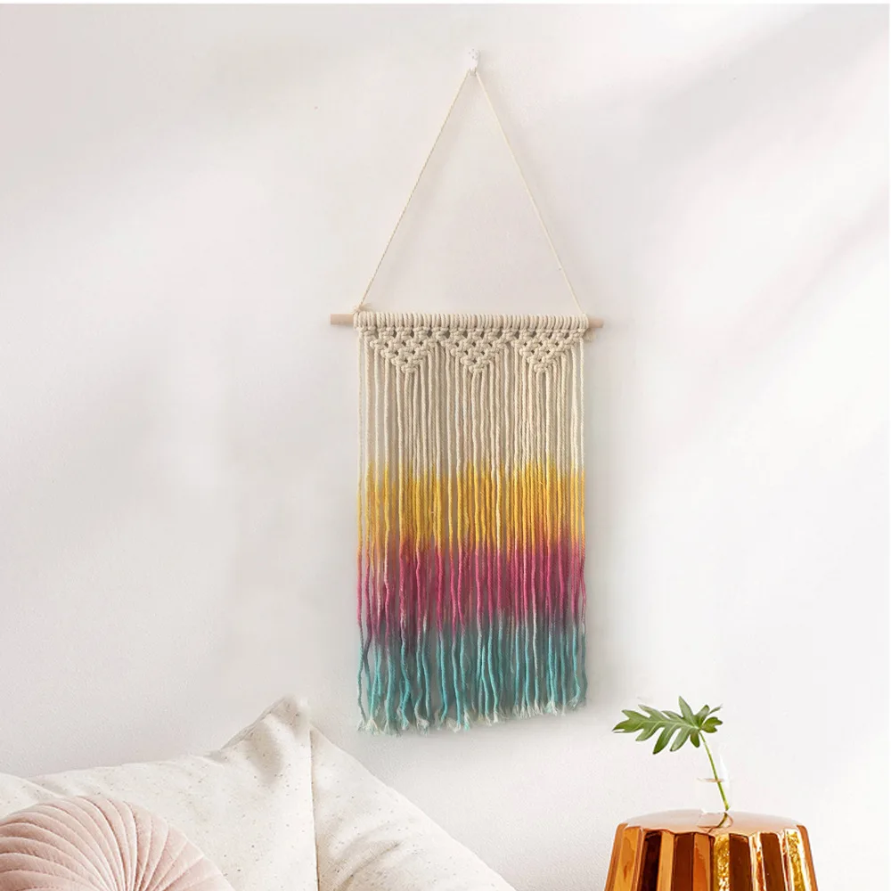 Hand-woven Colorful Macrame Wall Hanging Ornament Bohemian Craft Decoration Tapestry For Home Decor
Hand-woven Colorful Macrame Wall Hanging Ornament Bohemian Craft Decoration Tapestry For Home Decor