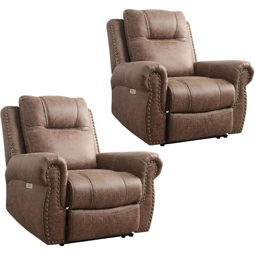 Power Recliner Chair with USB Ports, Set of 2, Breathable Faux Leather Oversized Recliner with Comfortable Arms, Back
Power Recliner Chair with USB Ports, Set of 2, Breathable Faux Leather Oversized Recliner with Comfortable Arms, Back