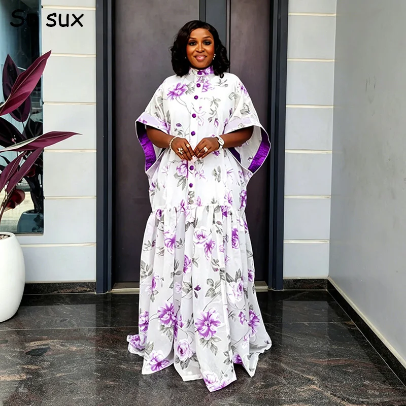 Chiffon Flower Print Bat Sleeve Maxi Dresses For Woman Africa Clothing Dashiki 2 Piece Elegant Button Long African Dresses Party
Chiffon Flower Print Bat Sleeve Maxi Dresses For Woman Africa Clothing Dashiki 2 Piece Elegant Button Long African Dresses Party