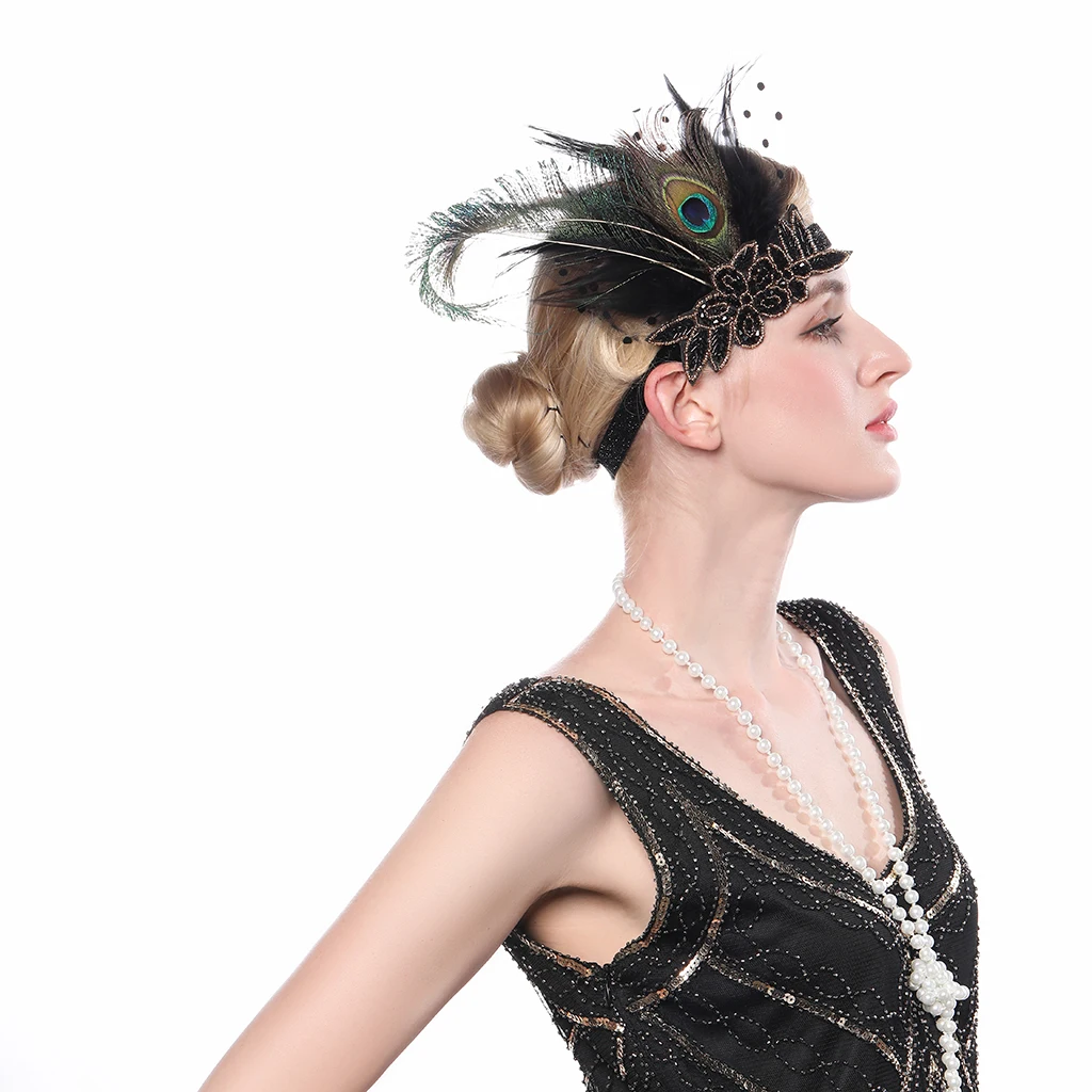 Vintage Elastic Black Feather Headband Shiny Beaded Appliqued 1920s Gatsby Charleston Party Vintage Forehead Decorations 2022
Vintage Elastic Black Feather Headband Shiny Beaded Appliqued 1920s Gatsby Charleston Party Vintage Forehead Decorations 2022