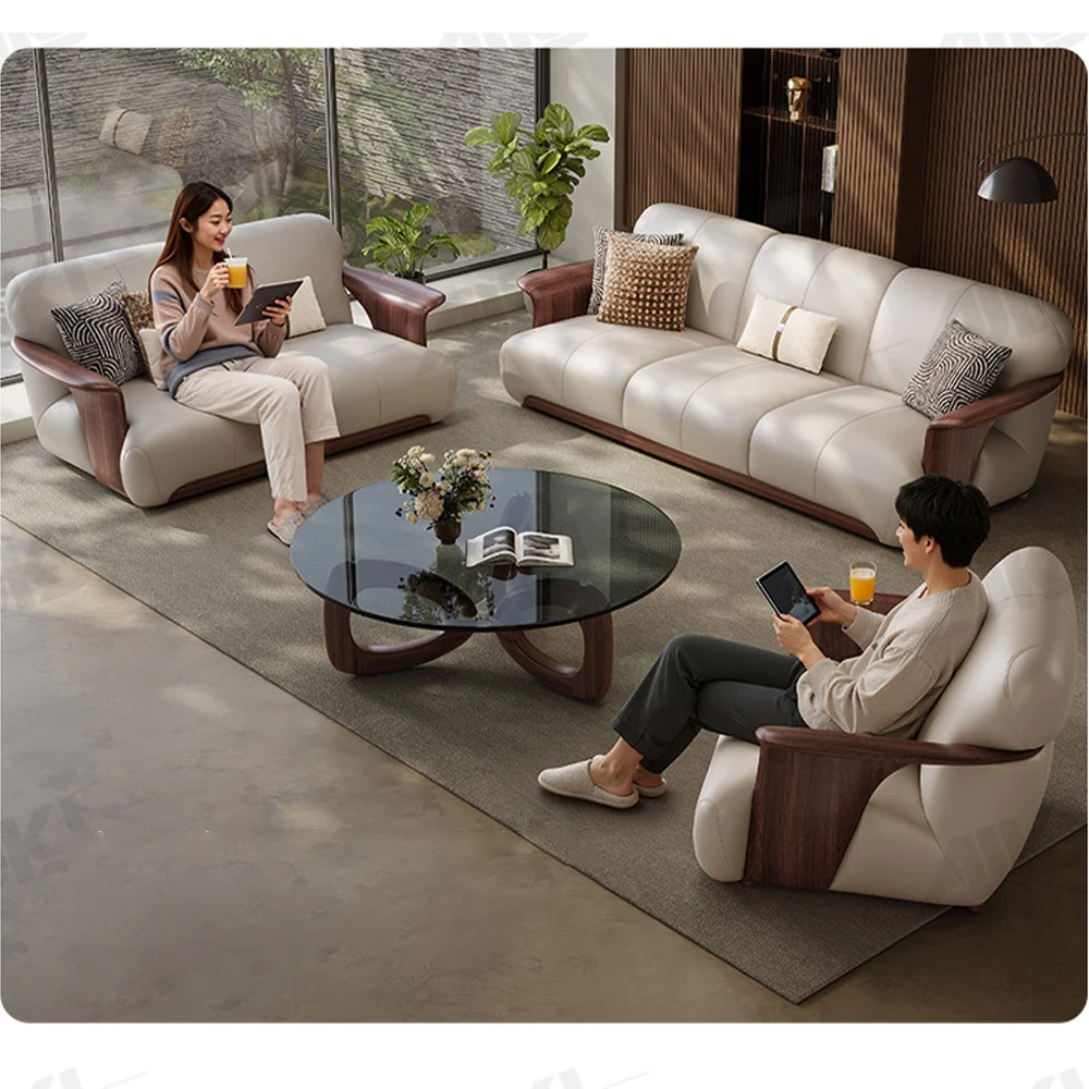 MANBAS Genuine Leather Sofa Couch, Mid-Century Upholstered Living Room Sofa with Solid Wood Armrests, for Home Apartment Office
MANBAS Genuine Leather Sofa Couch, Mid-Century Upholstered Living Room Sofa with Solid Wood Armrests, for Home Apartment Office
