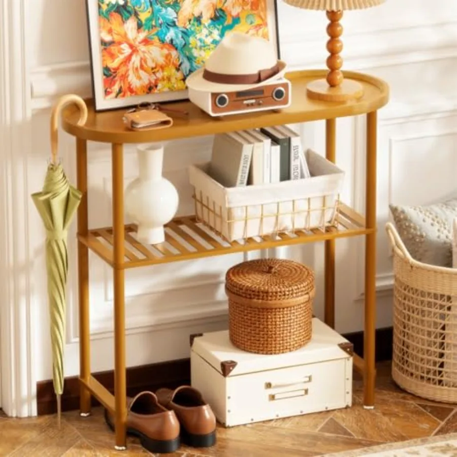 Small Entryway Table Bamboo Narrow Hallway Table 2-tier Slim Console Table with Anti-fall Edge Sofa Side Table 5min Assembly Sm
Small Entryway Table Bamboo Narrow Hallway Table 2-tier Slim Console Table with Anti-fall Edge Sofa Side Table 5min Assembly Sm