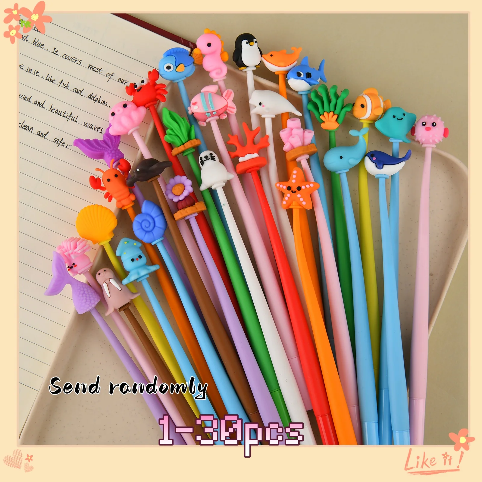 1-30pcs Cute Ocean Animal Shake Gel Pen, 0.5mm Black Ink Stress Relief Pen for Kids Students School Office Stationery Gifts
1-30pcs Cute Ocean Animal Shake Gel Pen, 0.5mm Black Ink Stress Relief Pen for Kids Students School Office Stationery Gifts