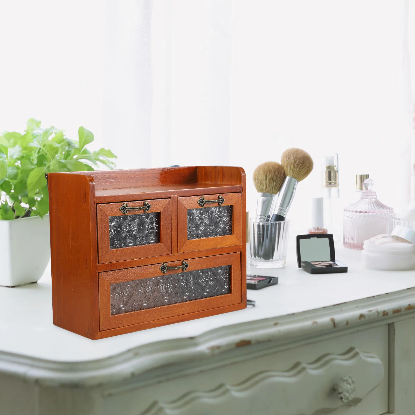 Wooden Vintage Desktop Storage Cabinet Multi-Layer Organizer Display Cabinet Jewelry Sundries Organizer
Wooden Vintage Desktop Storage Cabinet Multi-Layer Organizer Display Cabinet Jewelry Sundries Organizer