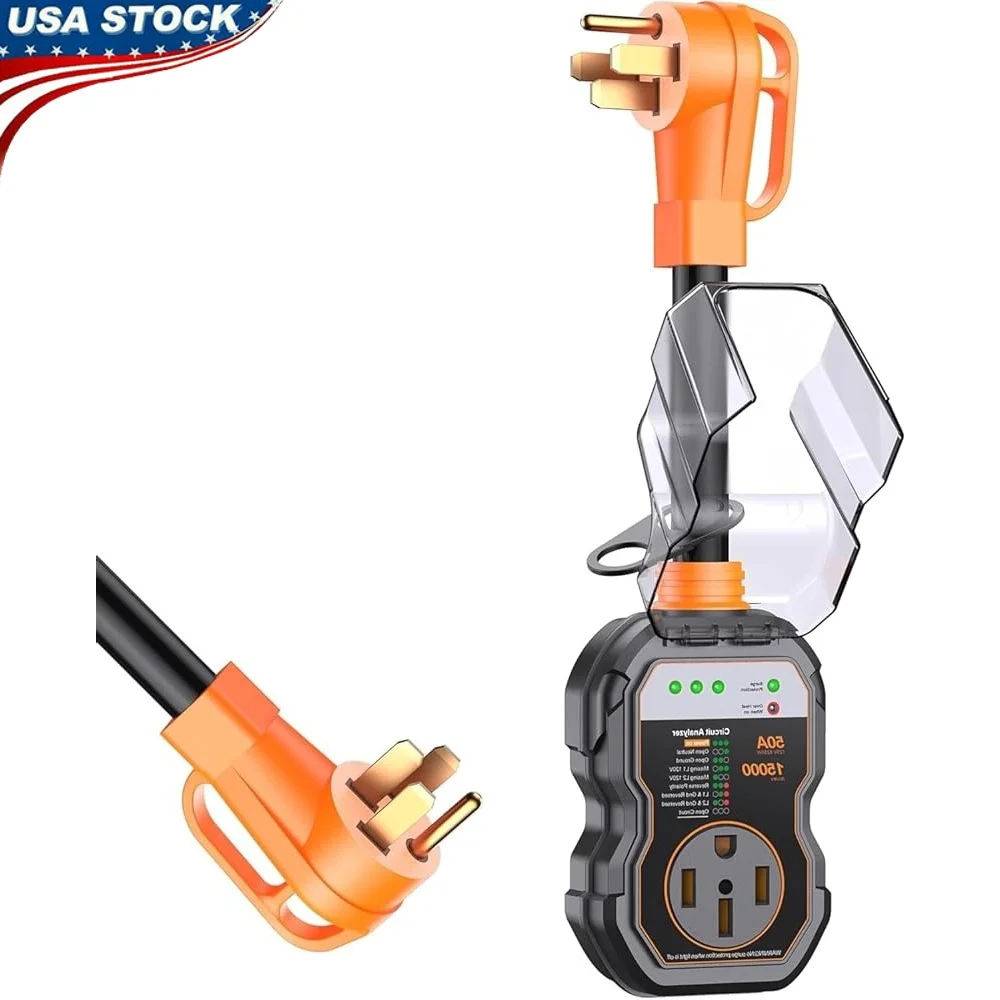 50A RV Surge Protector 15000 Joules Circuit Analyzer IP68 Voltage Protection RV Adapter Plug Camper Power Supply Tester
50A RV Surge Protector 15000 Joules Circuit Analyzer IP68 Voltage Protection RV Adapter Plug Camper Power Supply Tester