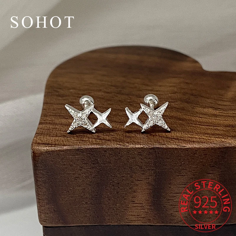 Real 925 Sterling Silver Shining Stars Piercing Screw Bead Mini Stud Earrings for Women Fine Jewelry Light Luxury Accessories
Real 925 Sterling Silver Shining Stars Piercing Screw Bead Mini Stud Earrings for Women Fine Jewelry Light Luxury Accessories