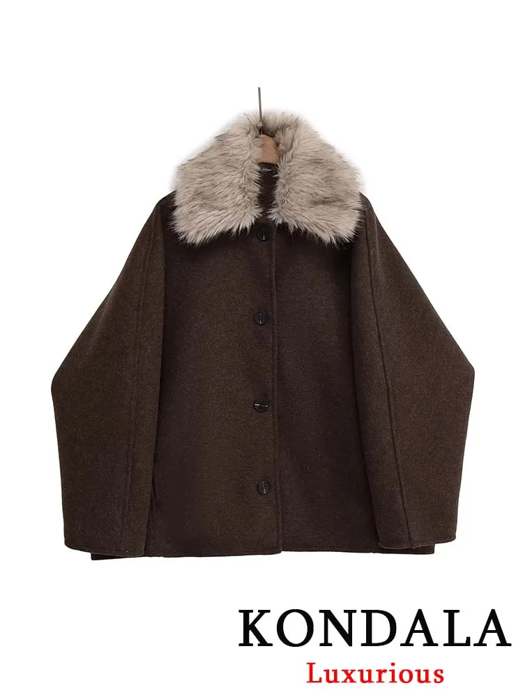 KONDALA винтажное повседневное шикарное коричневое однотонное женское пальто с отложным воротником однобортные куртки новая мода 2025 толстые пальто 
KONDALA винтажное повседневное шикарное коричневое однотонное женское пальто с отложным воротником однобортные куртки новая мода 2025 толстые пальто
