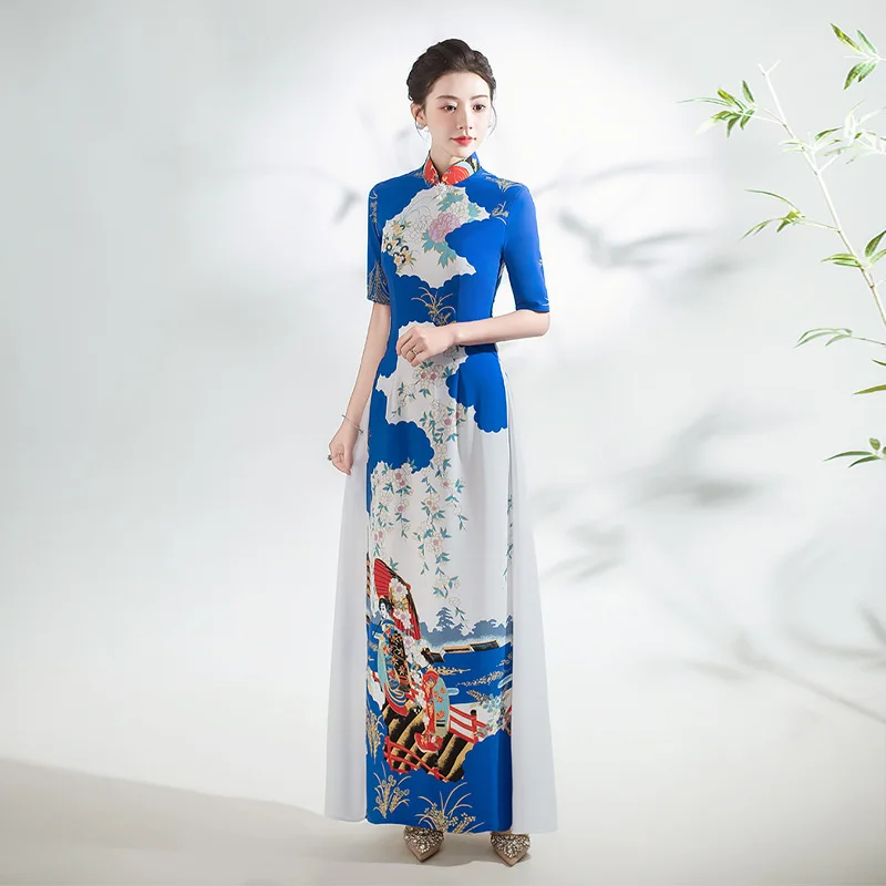 Fashion Stage Show Qipao Dress Elegant Chinese Style Dress Women Print Cheongsam Improve Ao Dai Qipao Sexy Vestidos De Noche
Fashion Stage Show Qipao Dress Elegant Chinese Style Dress Women Print Cheongsam Improve Ao Dai Qipao Sexy Vestidos De Noche