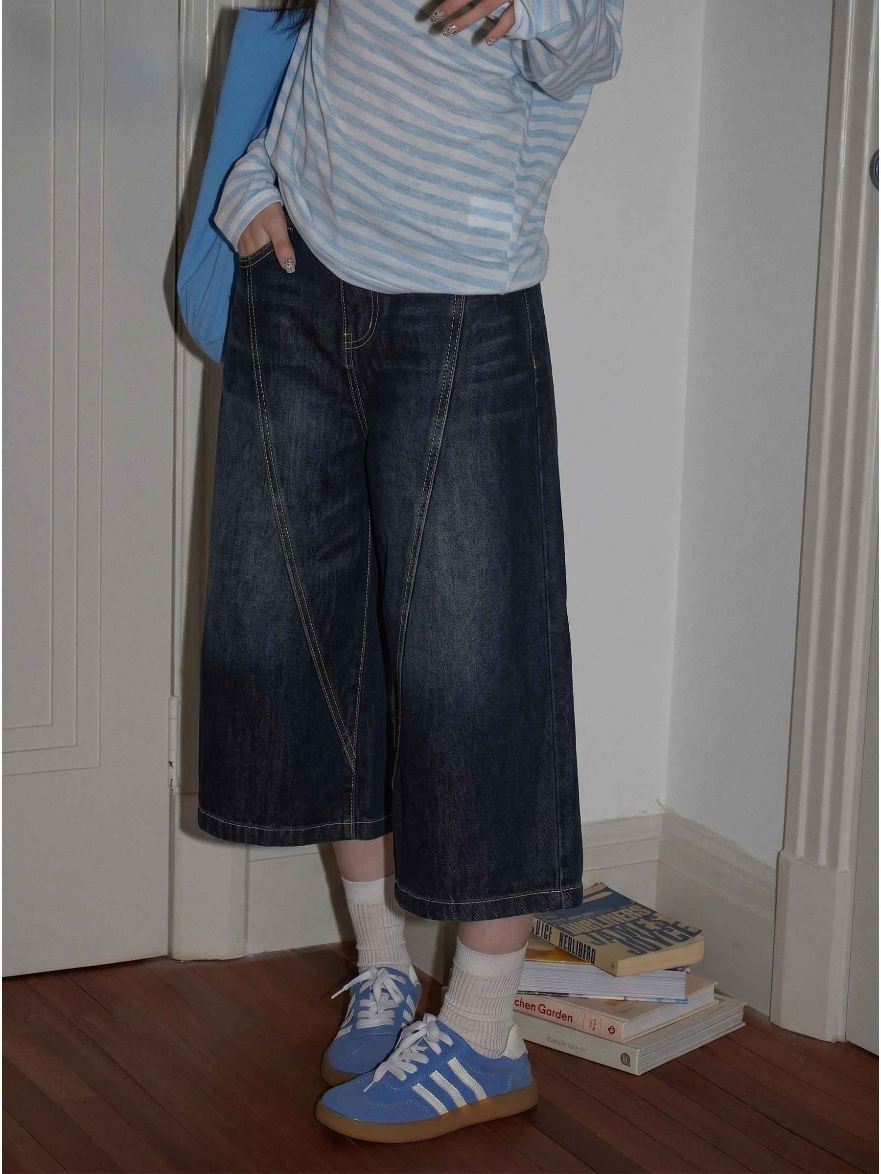 Loose Wide Leg Seven-Foot Jeans Women's High Waist Blue Grey American Style Summer Casual Vintage Lazy Style Jeans
Loose Wide Leg Seven-Foot Jeans Women's High Waist Blue Grey American Style Summer Casual Vintage Lazy Style Jeans