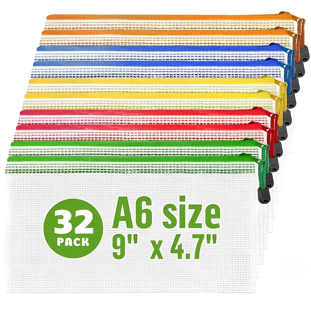 32 Pack A6 Mesh Zipper Pouch Bags - Small Plastic Zipper Pouches for Organizing 9.3 x 4.7 - Mesh Pouch with Zippers Bags for
32 Pack A6 Mesh Zipper Pouch Bags - Small Plastic Zipper Pouches for Organizing 9.3 x 4.7 - Mesh Pouch with Zippers Bags for