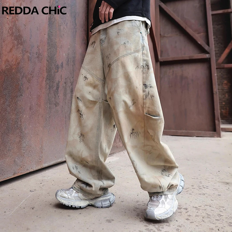 REDDACHIC Dirty Wash Men Baggy Jeans Big Size Distressed High Waist Denim Wide Leg Casual Loose Horseshoe Pants Retro Streetwear
REDDACHIC Dirty Wash Men Baggy Jeans Big Size Distressed High Waist Denim Wide Leg Casual Loose Horseshoe Pants Retro Streetwear