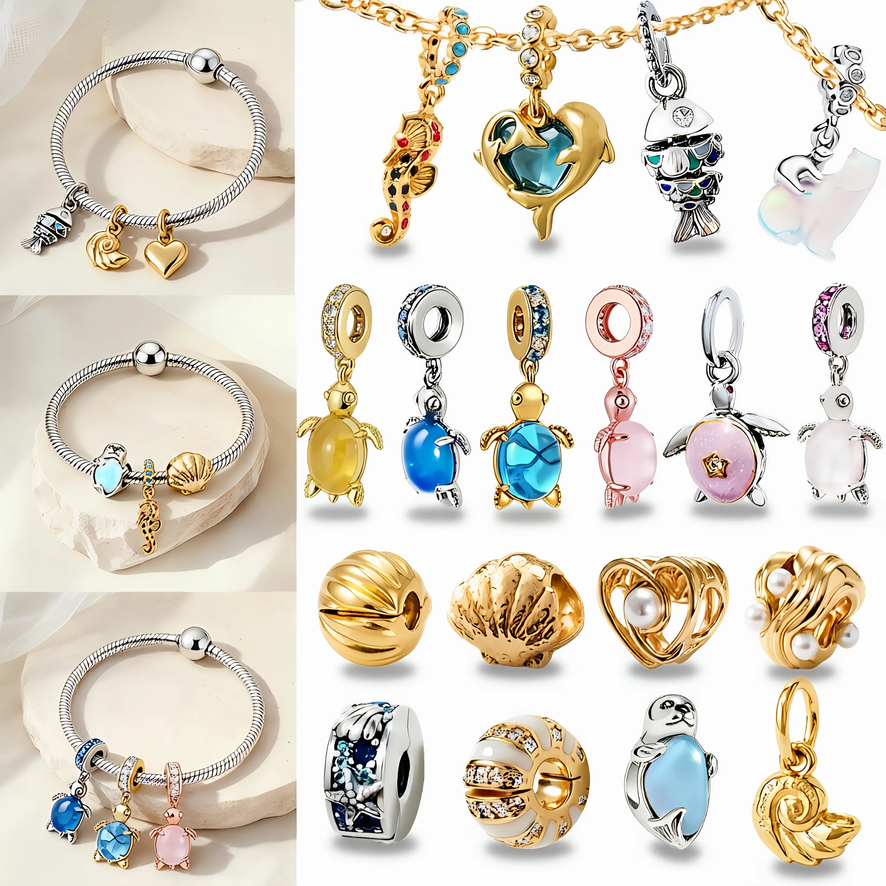 DIY Sea Turtle Seahorse Dolphin Seal Conch Shell Blue Ocean Series Charm Bead Fit Multiple Types Snake Bone Bracelet JewelryGift
DIY Sea Turtle Seahorse Dolphin Seal Conch Shell Blue Ocean Series Charm Bead Fit Multiple Types Snake Bone Bracelet JewelryGift