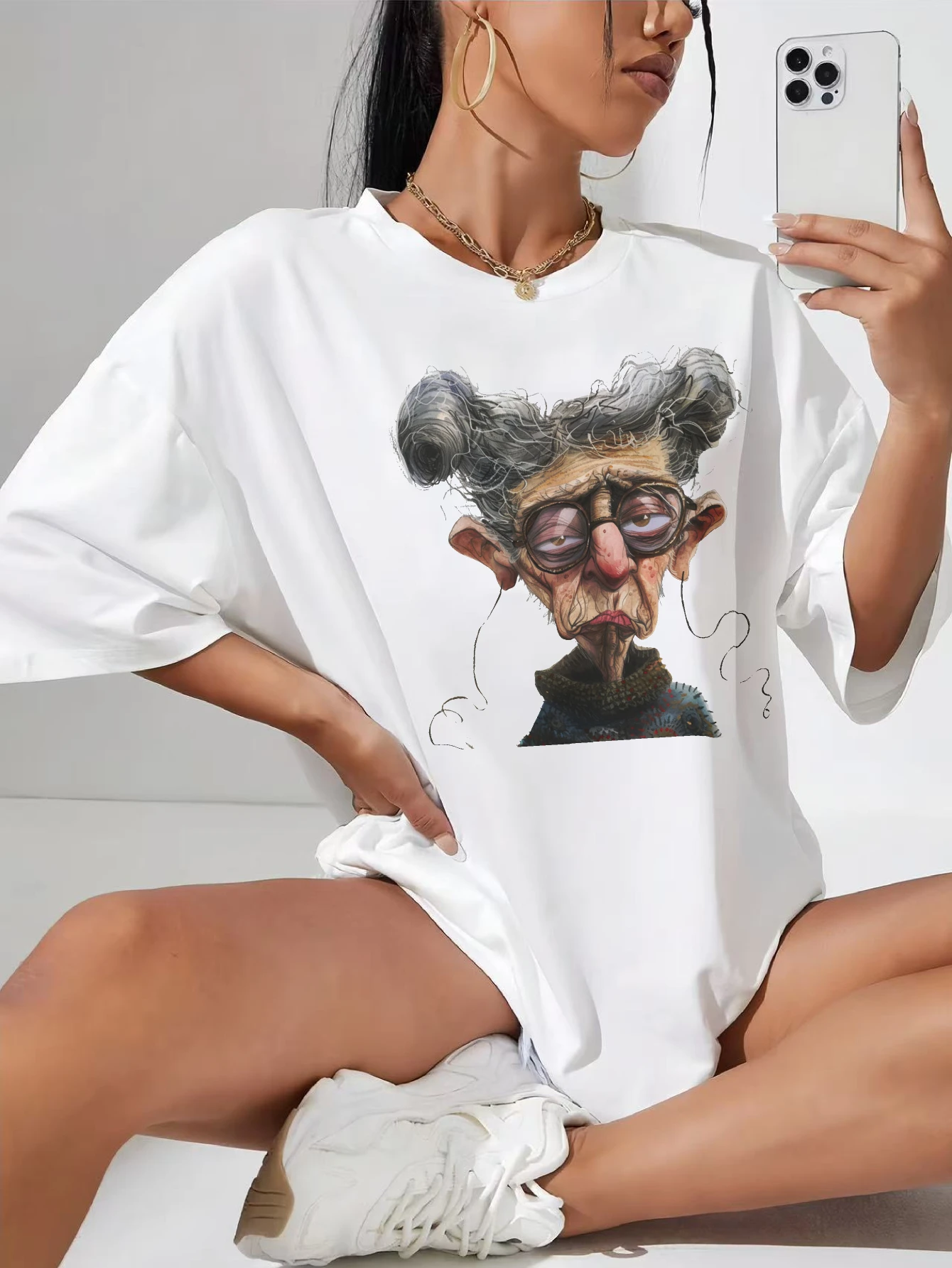 Quirky-Whimsical-Crazy-Grandma-Clipart Women's White T-Shirt Perfect for Hot Days Comfortable Fashionable Maternity Wear
Quirky-Whimsical-Crazy-Grandma-Clipart Women's White T-Shirt Perfect for Hot Days Comfortable Fashionable Maternity Wear