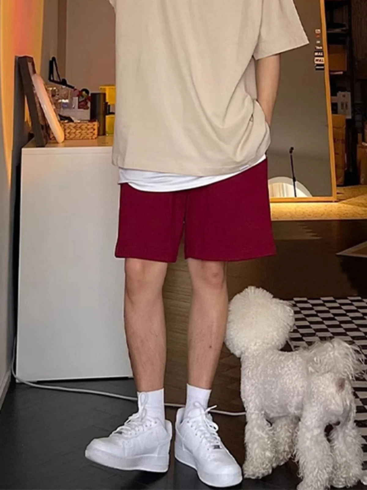 Очень большие брюки 280 Pou American Casual Dstring Sports orts, мужские простые универсальные свободные винно-красные брюки пять четвертей
Очень большие брюки 280 Pou American Casual Dstring Sports orts, мужские простые универсальные свободные винно-красные брюки пять четвертей