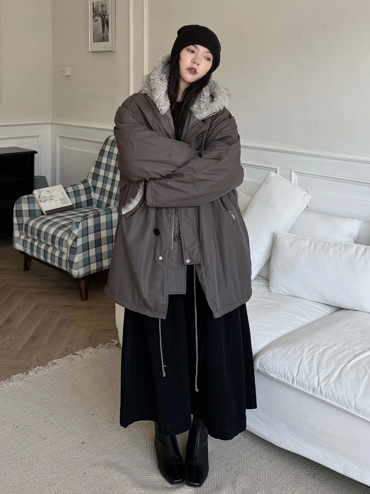 Warm Cotton Jaet Loose Coat Fur Collar Medium Length Thermal Cotton Outerwear Ele Sle Commute Faion Autumn Zipper
Warm Cotton Jaet Loose Coat Fur Collar Medium Length Thermal Cotton Outerwear Ele Sle Commute Faion Autumn Zipper