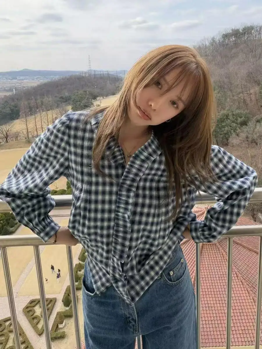 Plaid Shirt with Wood Grain Loose Slimming Bubble Sleeve Long Sleeve Women's Vintage Style Fashion Top
Plaid Shirt with Wood Grain Loose Slimming Bubble Sleeve Long Sleeve Women's Vintage Style Fashion Top