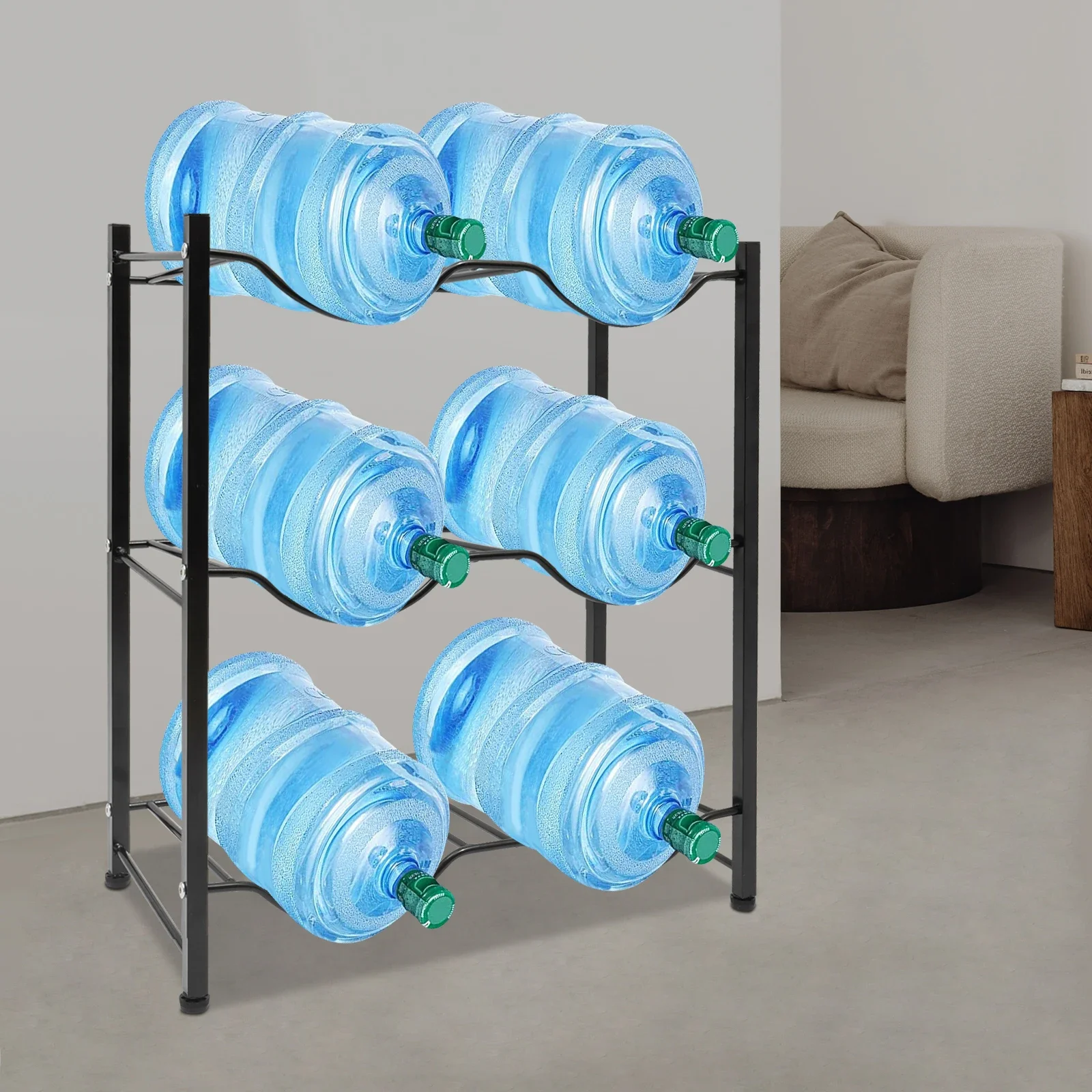 3-Tier Black Water Bottle Rack – 5 Gallon Water Jug Holder – Sturdy Steel Floor Standing Organizer W/ 6 Slots for Home & Office
3-Tier Black Water Bottle Rack – 5 Gallon Water Jug Holder – Sturdy Steel Floor Standing Organizer W/ 6 Slots for Home & Office