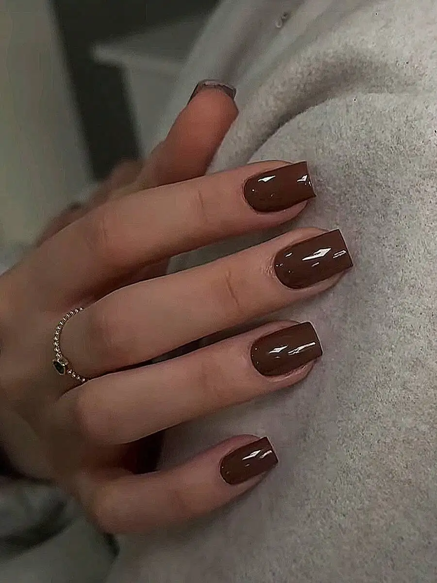 24pcs Coffee Brown Solid Color Medium-Long Rectangular Press-On Nails, Minimalist Style, Suitable For Women And Girls DIY Manicu
24pcs Coffee Brown Solid Color Medium-Long Rectangular Press-On Nails, Minimalist Style, Suitable For Women And Girls DIY Manicu