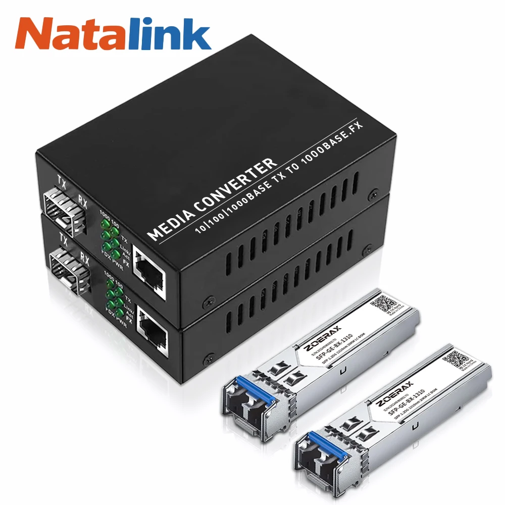 NATALINK 2 Pack Fiber Ethernet Media Converter Gigabit Fiber Optic Transceiver with 2 Pcs 1.25Gbps SFP LC Modular Transceiver
NATALINK 2 Pack Fiber Ethernet Media Converter Gigabit Fiber Optic Transceiver with 2 Pcs 1.25Gbps SFP LC Modular Transceiver