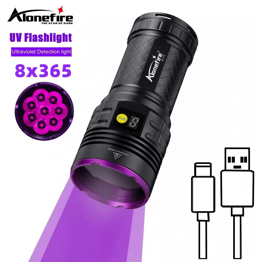 Alonefire Power Ultraviolet Flashlight 365nm UV 160W Rechargeable Torch Light for Curing Money Ore Scorpion Fluorescent Detector
Alonefire Power Ultraviolet Flashlight 365nm UV 160W Rechargeable Torch Light for Curing Money Ore Scorpion Fluorescent Detector